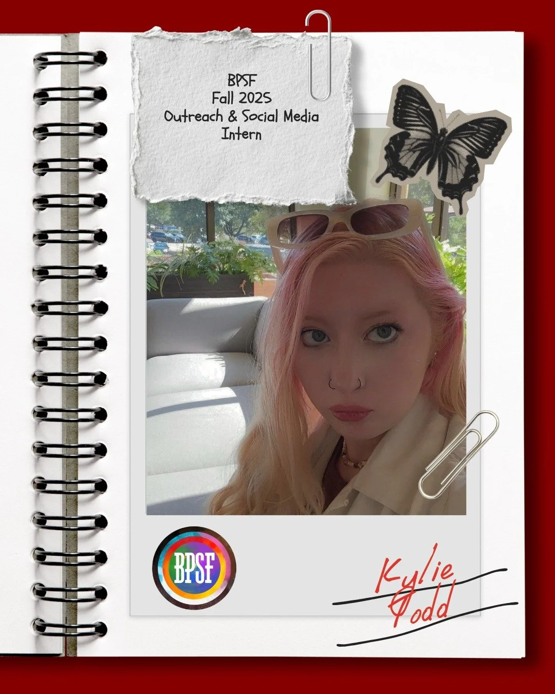 Welcome our Fall 2025 Outreach and Social Media Intern Kylie Todd (She/Her)! 

Kylie is an Industrial Engineering major at TXST who believes in community solidarity. She hopes to engage the local LGBTQIA+ youth in helping one another during uncertain
