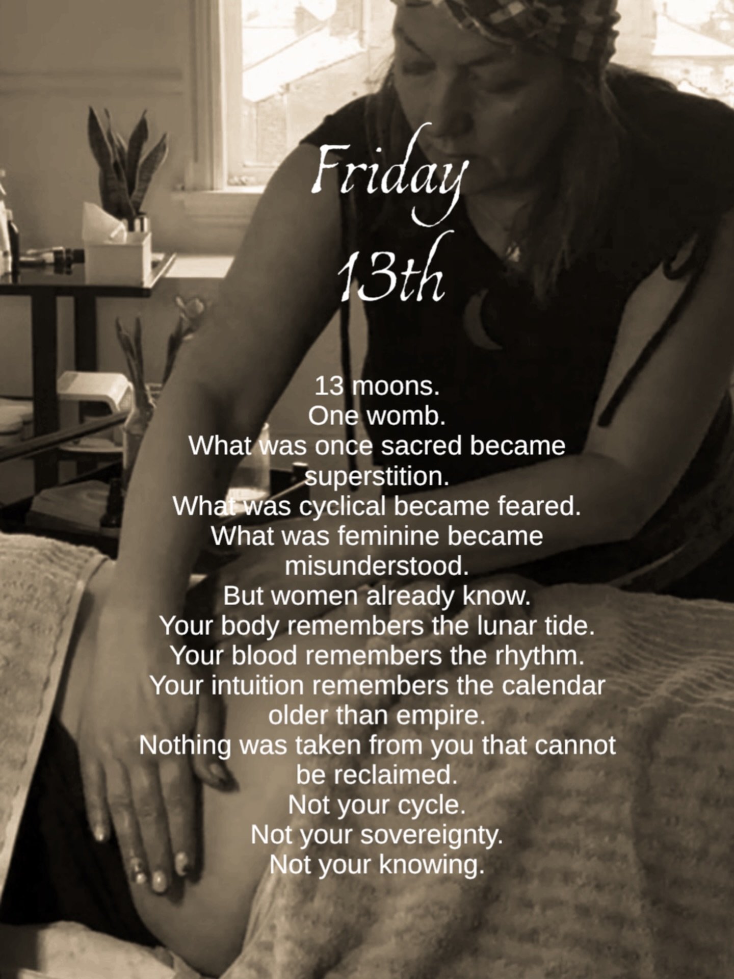 Today carries an ancient kind of sacred, the kind that lives in cycles, in blood, in breath, in the quiet wisdom of the body. Friday the 13th was once a day that honoured the feminine, the lunar rhythm, the deep remembering that our bodies are not pr