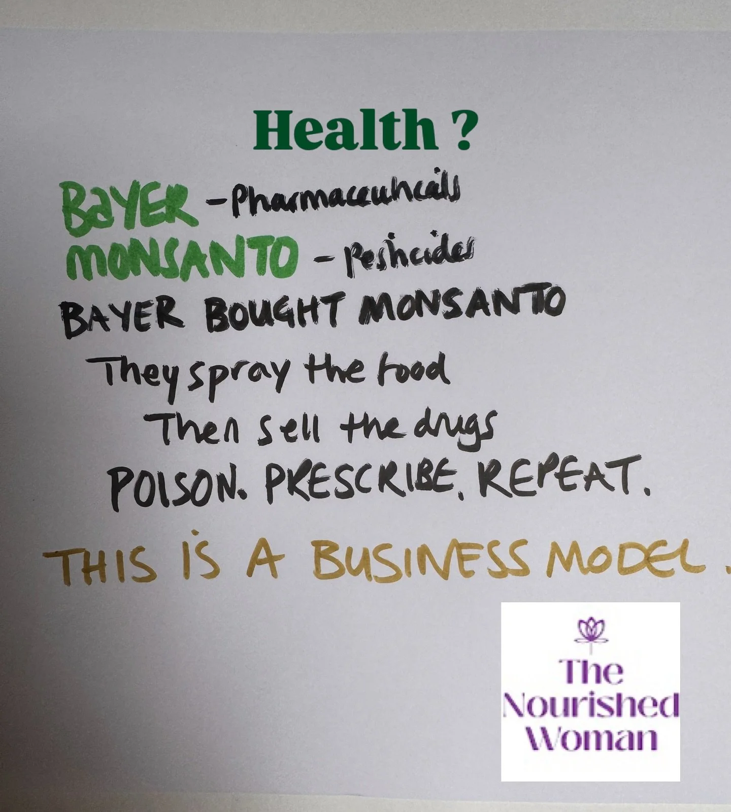 This is not health . 
It&rsquo;s a business model set up to profit from your sickness. 
It&rsquo;s hard to keep up. But this isn&rsquo;t scaremongering,  it&rsquo;s providing you with truth so you have power to make choices. 
Rainy old Mother&rsquo;s