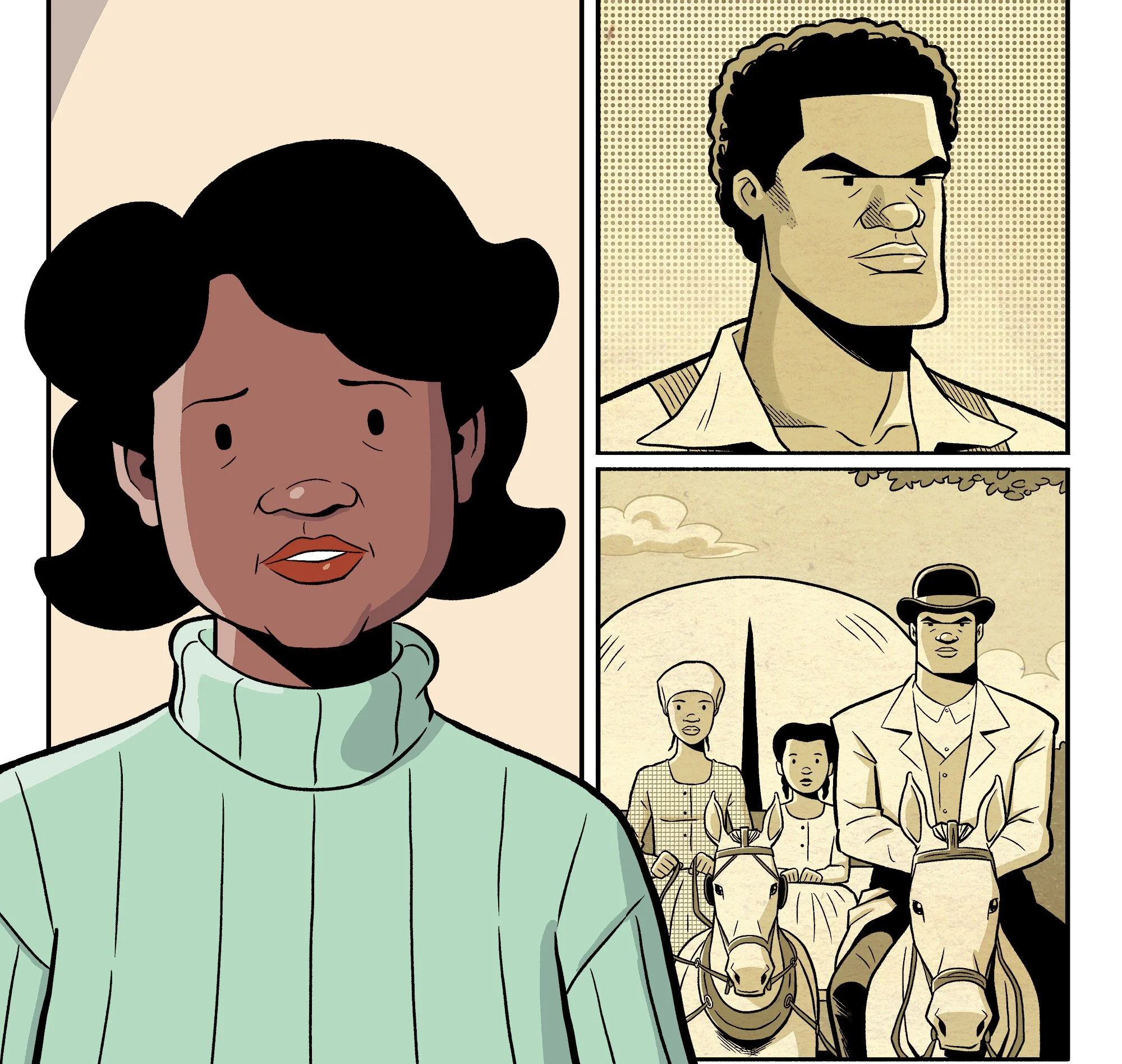 Spread from Big Jim and the White Boy w/ colors by Isabell Struble