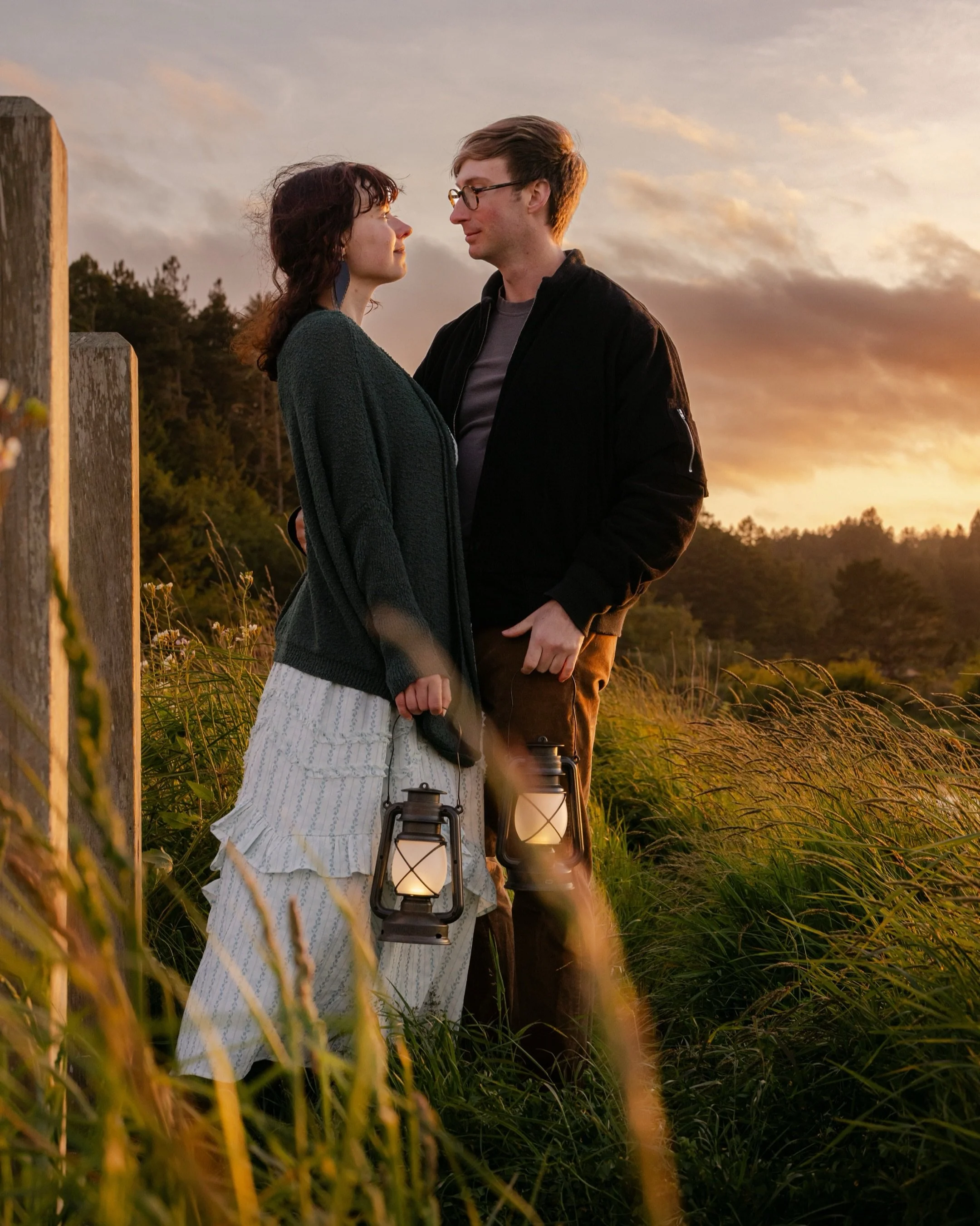 We embraced the cold and windy day and let it become part of the story of this engagement shoot. Frogs jumped along the path beside us, young goslings curiously watched with their parents nearby, and a mama deer wandered nearby through with her fawn 