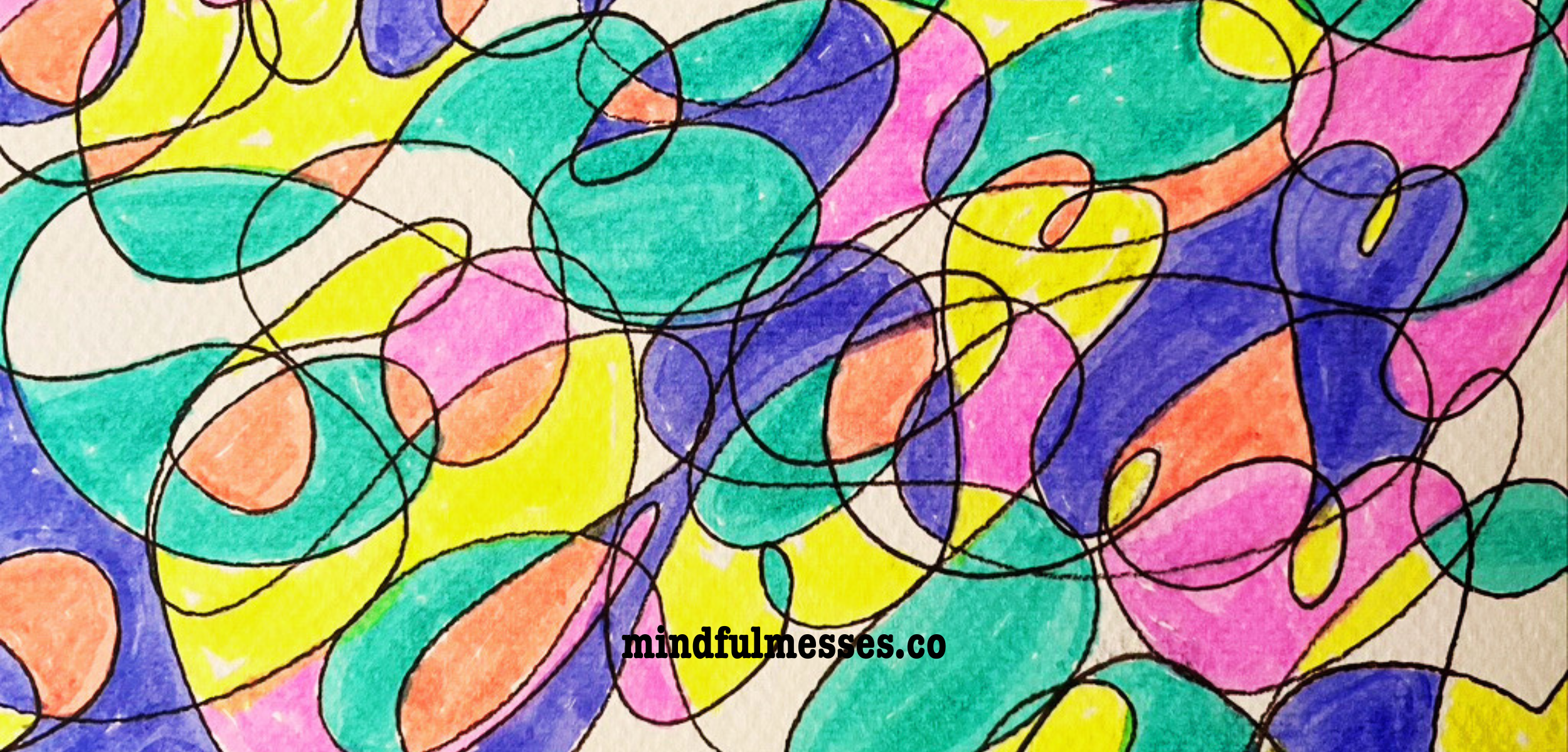 Minimal abstract line drawing on paper representing relief without explanation or insight, Mindful Messes.