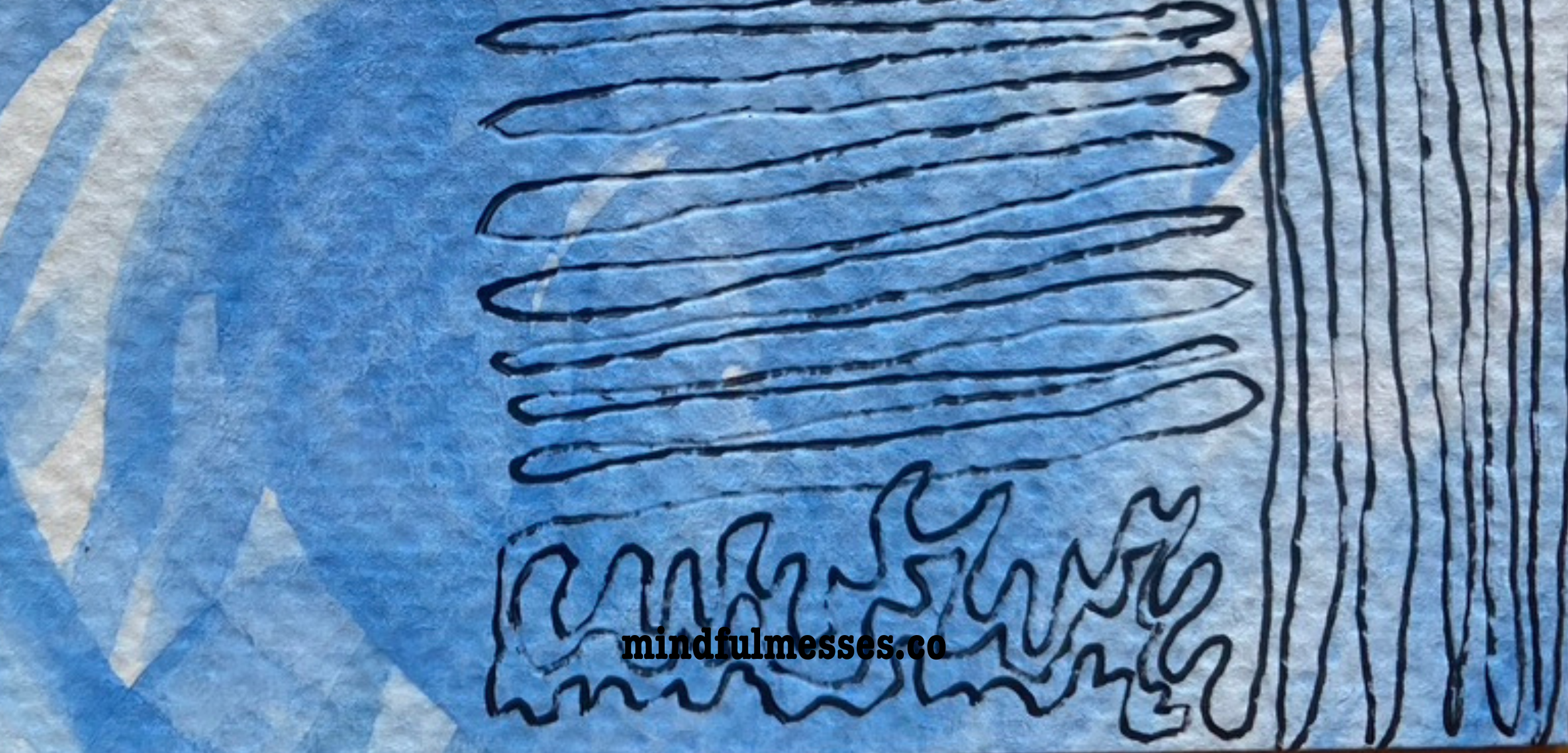 Simple repeated line marks on paper representing returnable creative practices that support regulation, Mindful Messes.