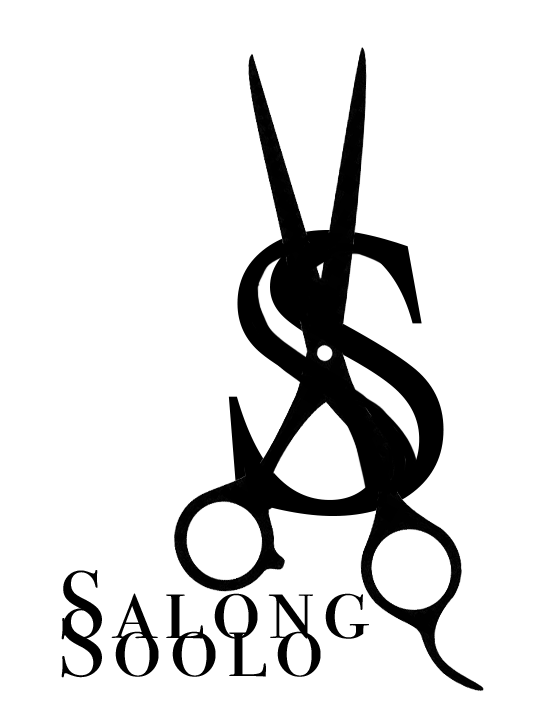 A logo combining a pair of scissors and a comb, with the words 'SALONG SOLO' at the bottom.