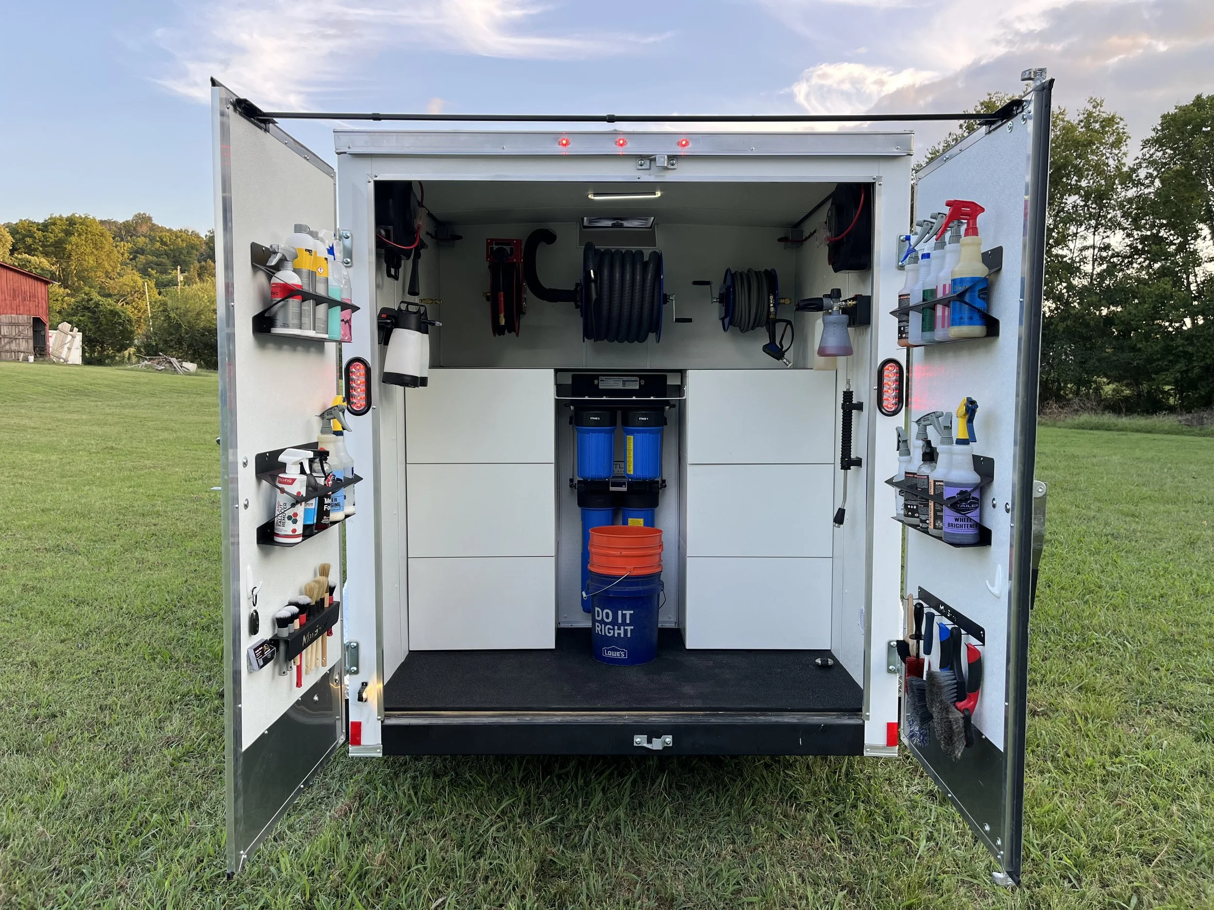 Complete and built mobile detailing trailer that is going to be built into a mobile detailing trailer to do mobile details at the office or at home.