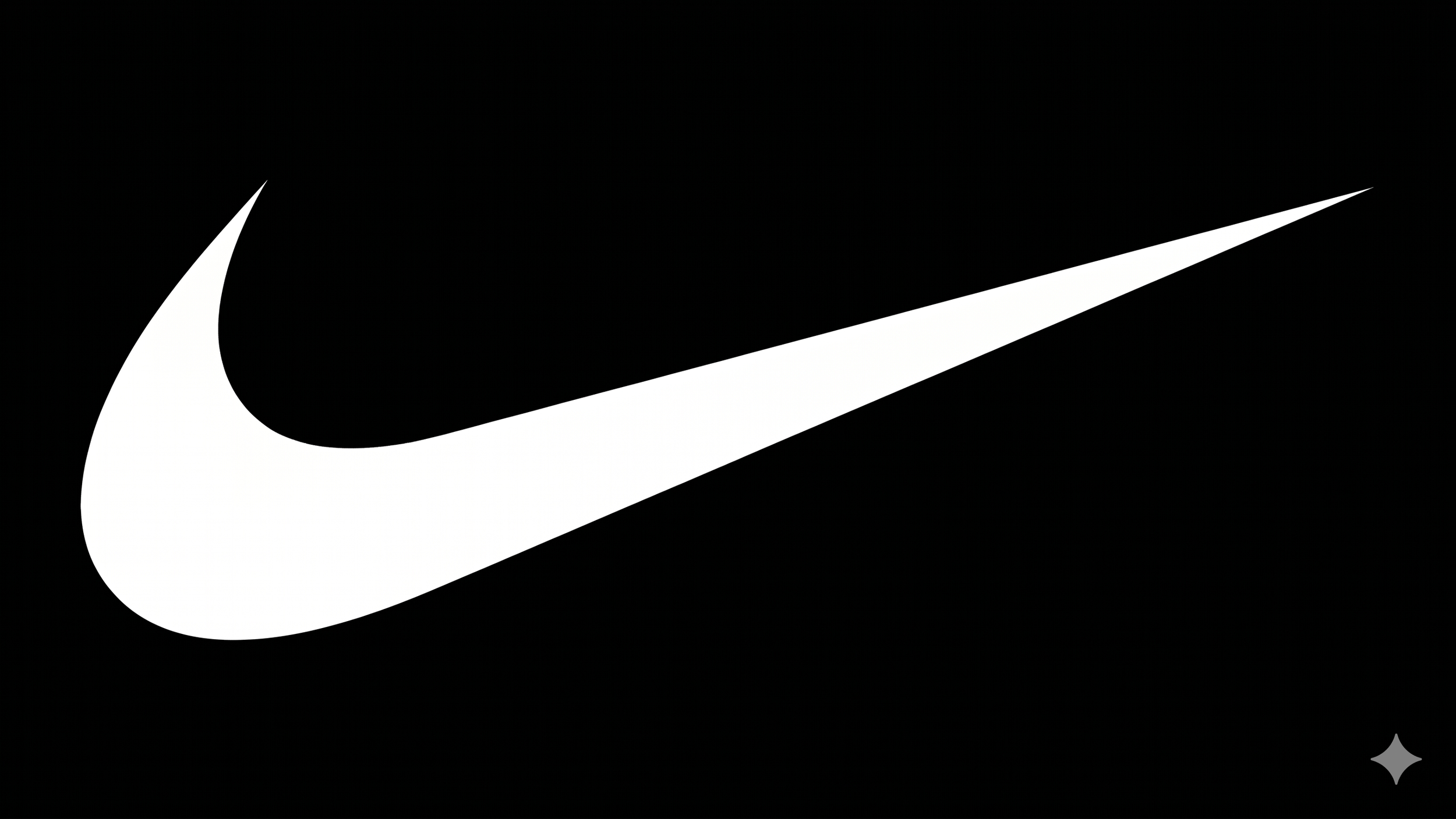 Black Nike swoosh logo on a white background.