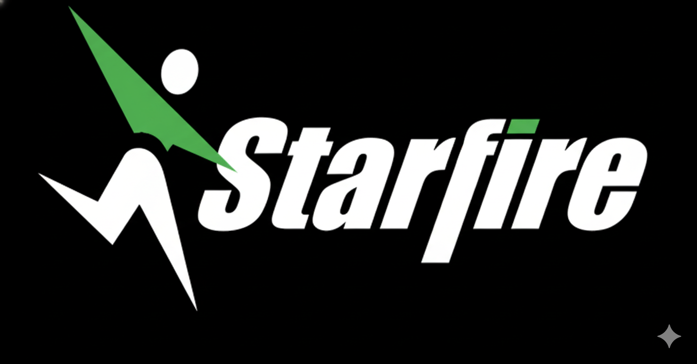 Starfire logo with stylized figure and bold text