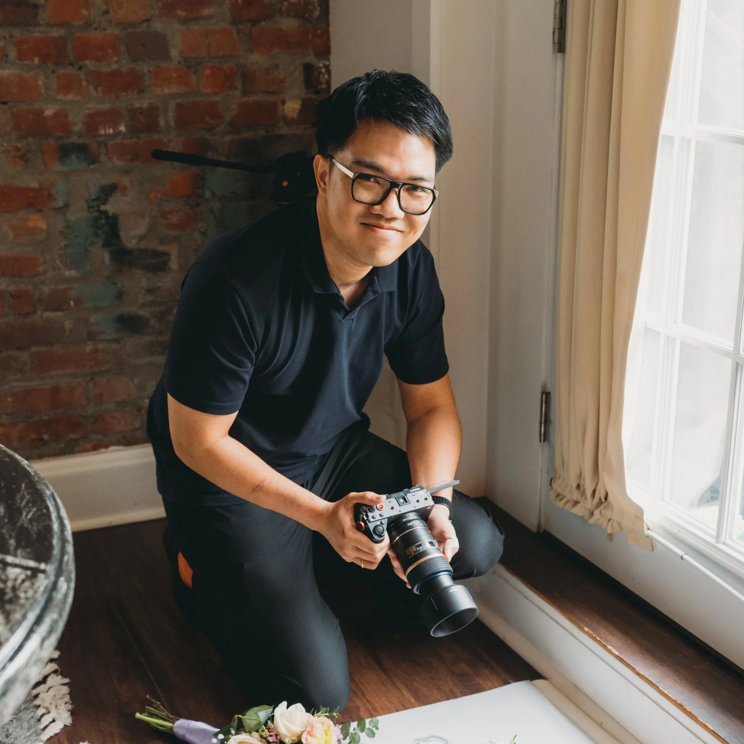Win Khant Maung on the shoot for a wedding in Richmond.