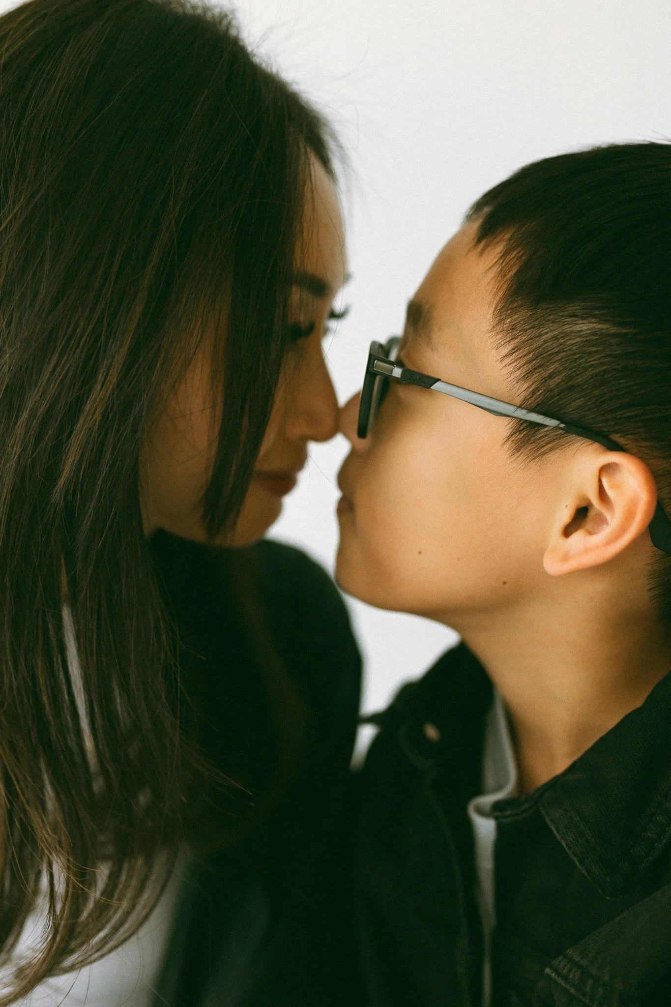 Close-Up of Mother and Son, Nose to Nose