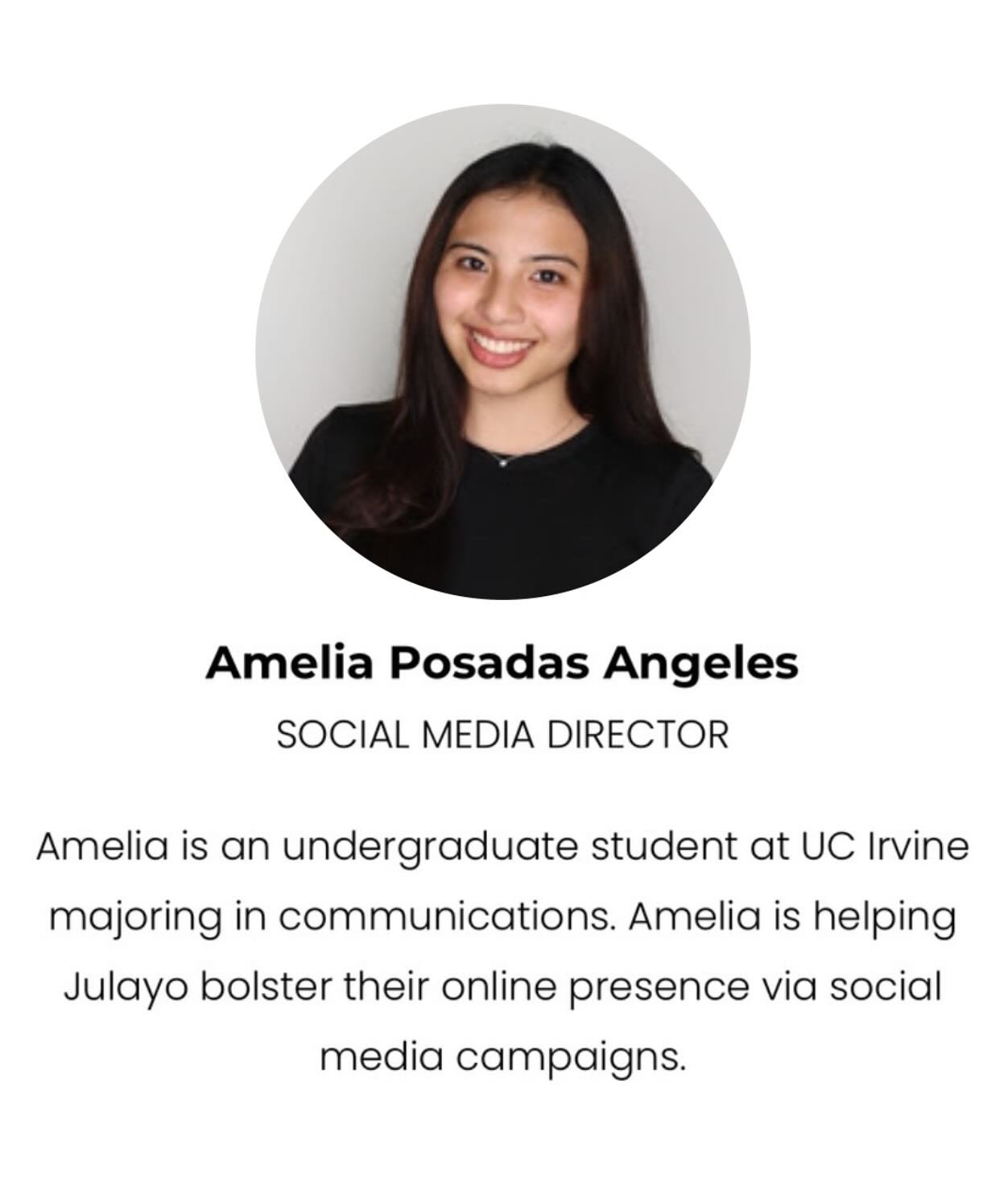 Introducing Julayo&rsquo;s social media director, Amelia Angeles 🎉✨ #julayo #ucistudent #nonprofitorganizaton