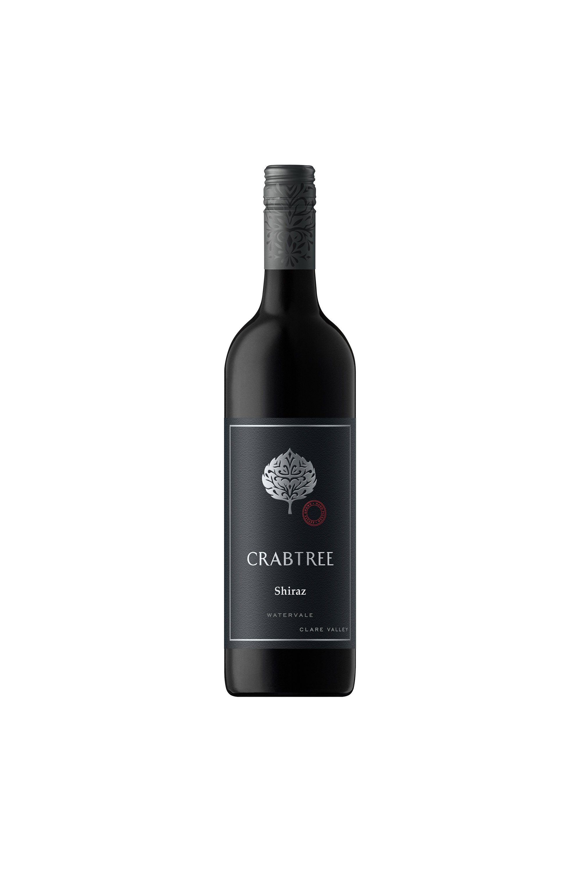 A bottle of Crabtree Wines Estate Shiraz 2021 is presented against a plain white background.