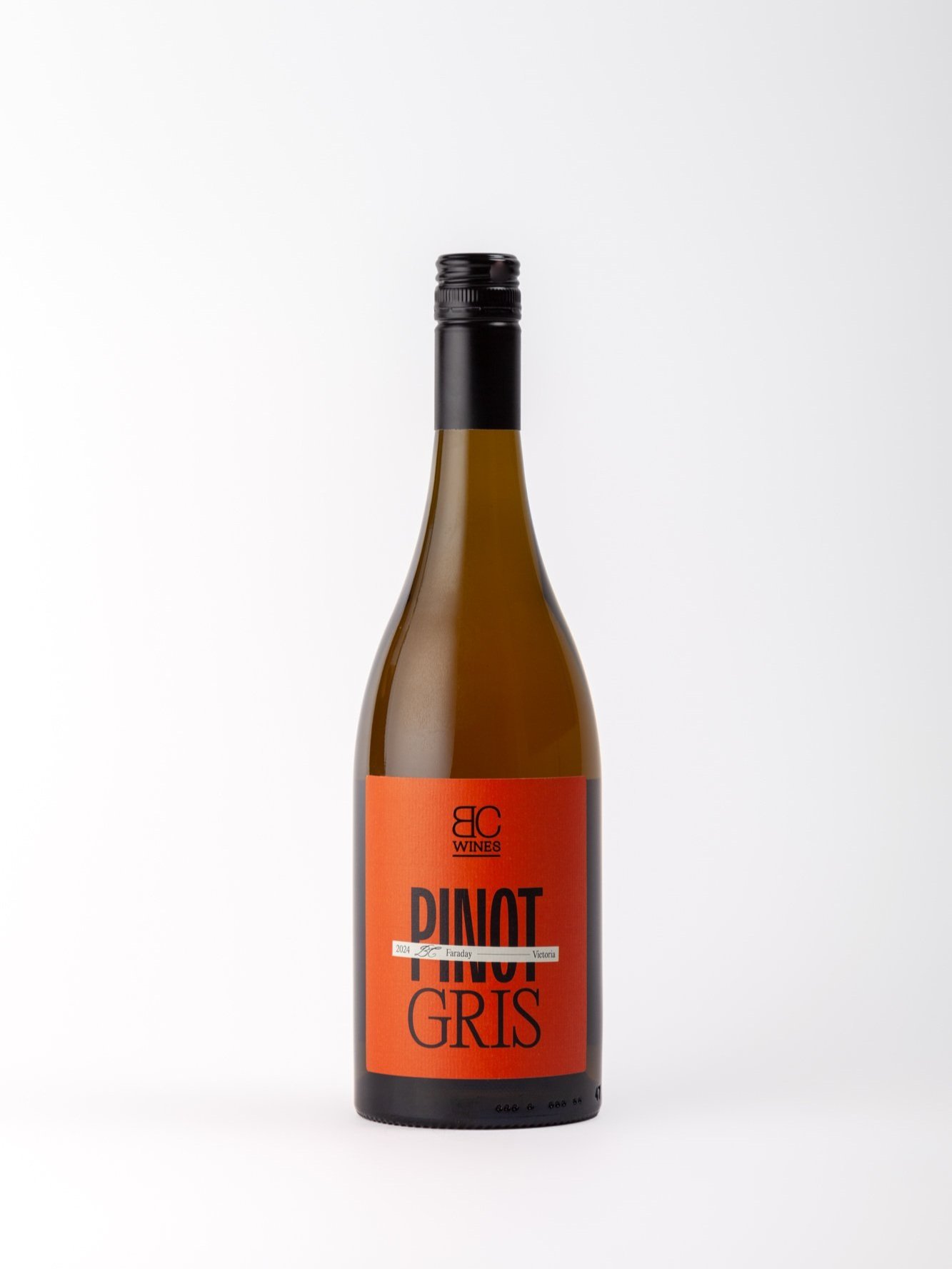 A bottle of BC Wines 2023 Pinot Gris is presented against a plain white background.