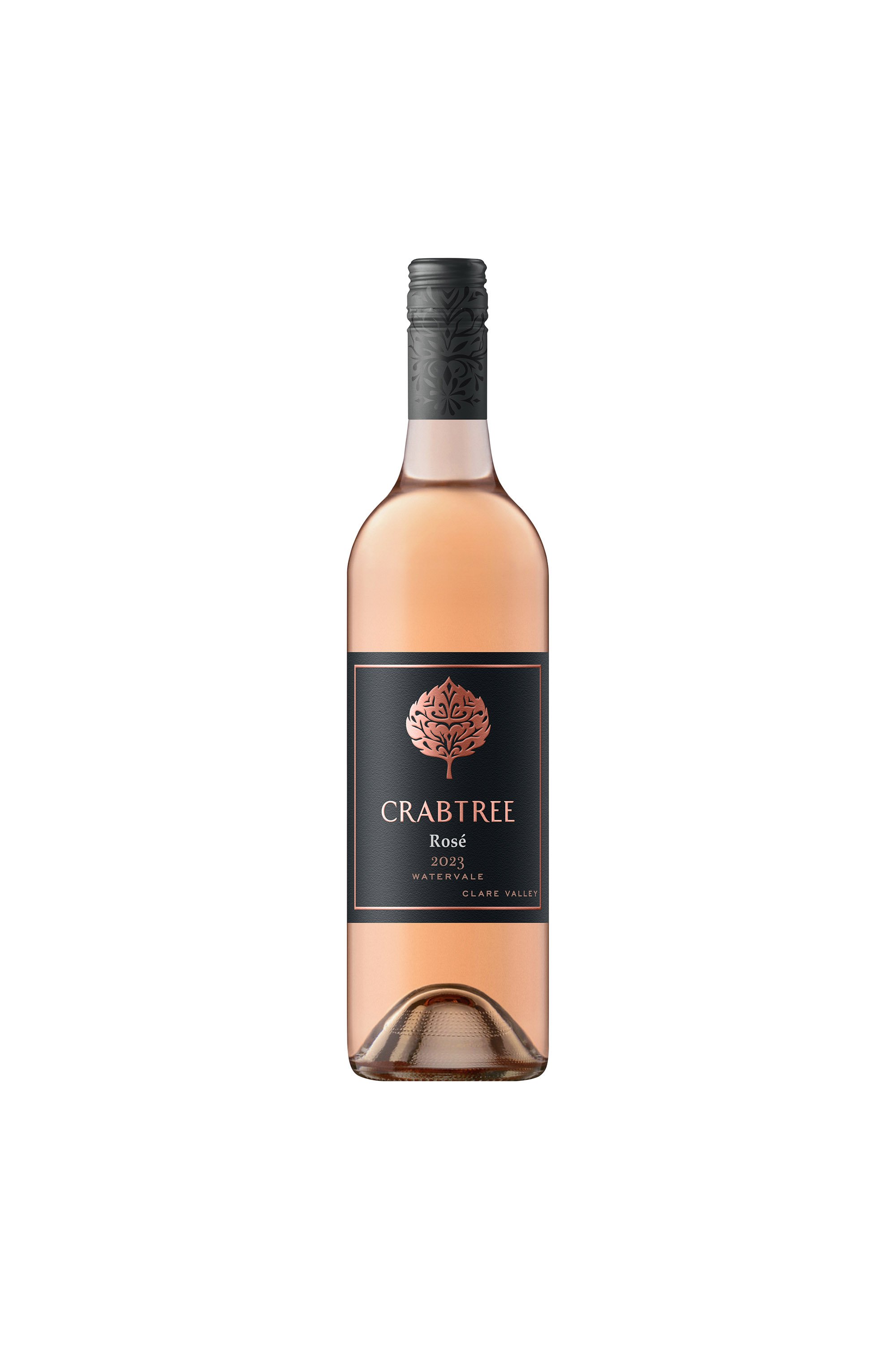 A bottle of Crabtree Wines Grenache Rosé 2023 is presented against a plain white background.