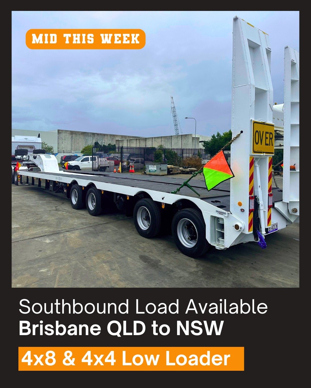 🚛 Southbound Load Available &ndash; Book Now! 🚛 
This mid-week, we&rsquo;ve got a 4x8 Low Loader and Quad Low Loader heading south from Brisbane to the South Coast &mdash; and we&rsquo;ve got room to move your machines.

If you&rsquo;ve got gear th