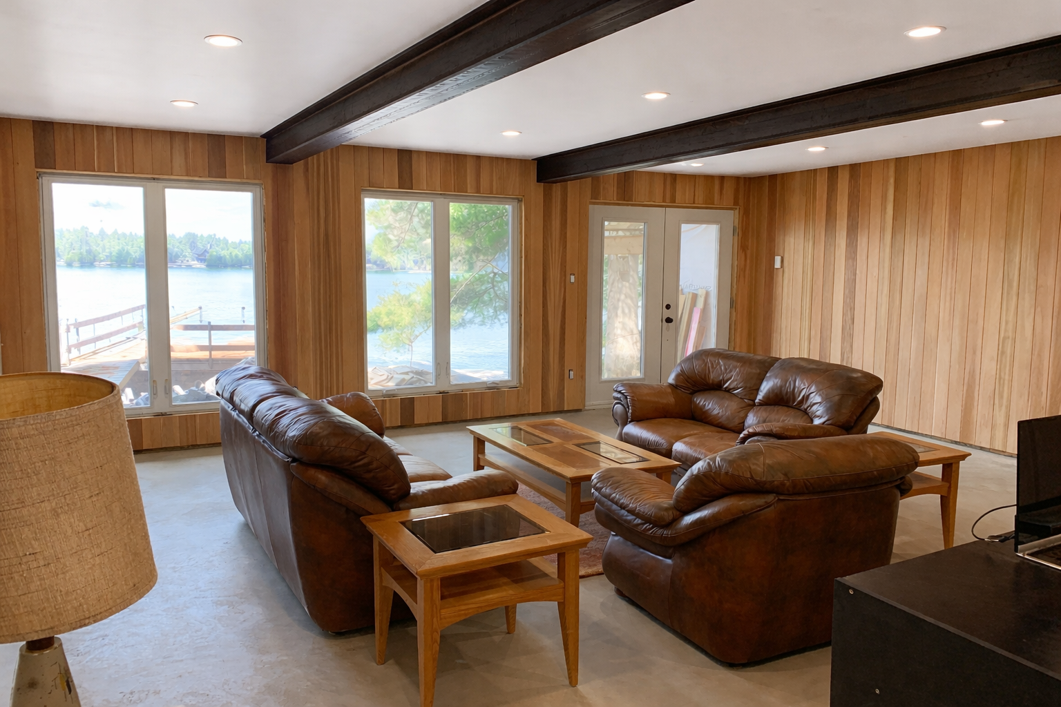 Cabin Renovation with Cedar paneling woodwork