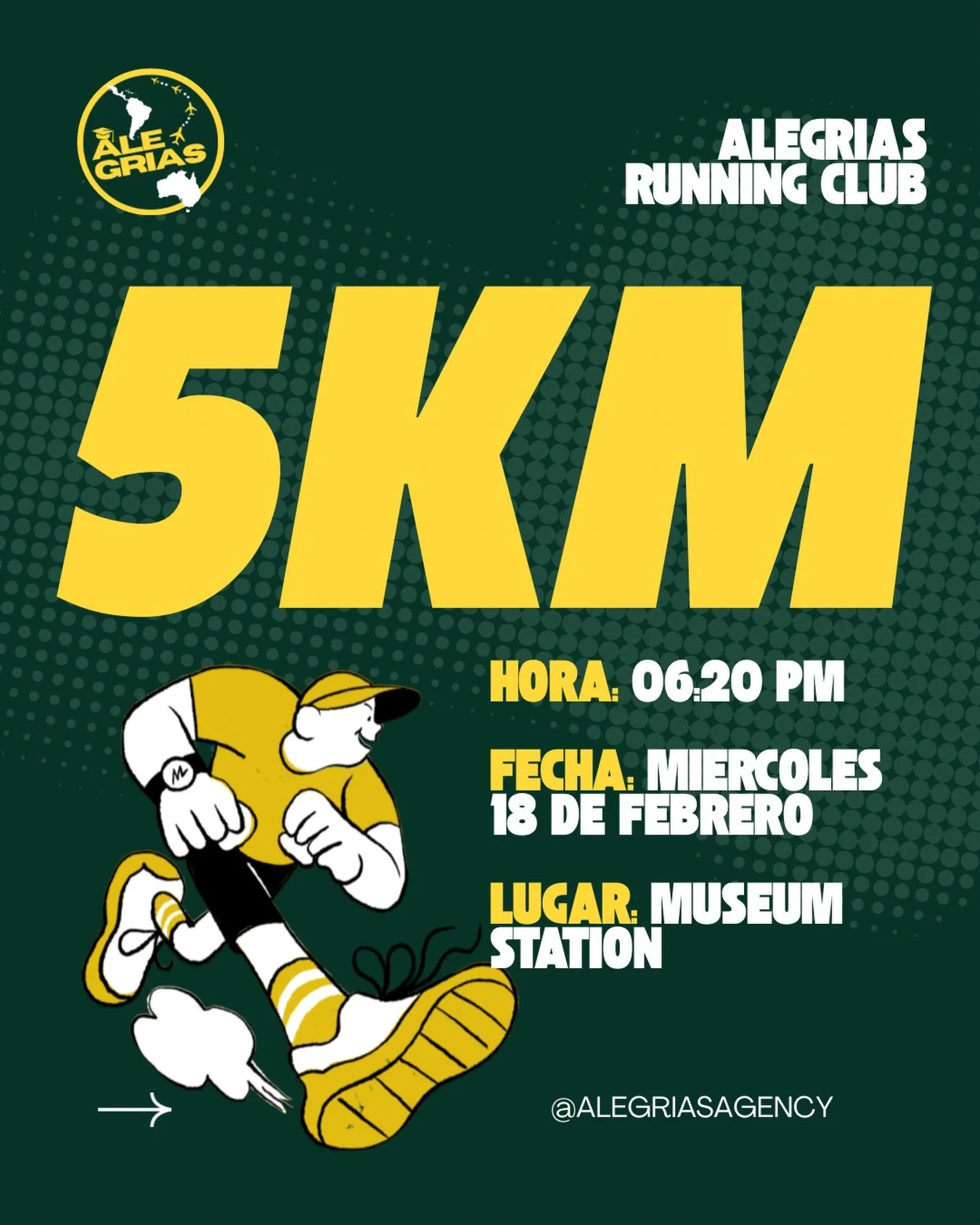 Volvemossss 🏃&zwj;♀️✨

Este mi&eacute;rcoles 18 de febrero nos vemos de nuevo para correr juntos.

📍 Museum Station
⏰ 6:20 PM
🏃&zwj;♂️ 5&ndash;6 km aproximados

No es solo correr.
Es mover el cuerpo despu&eacute;s de un d&iacute;a largo 😊
Es desc