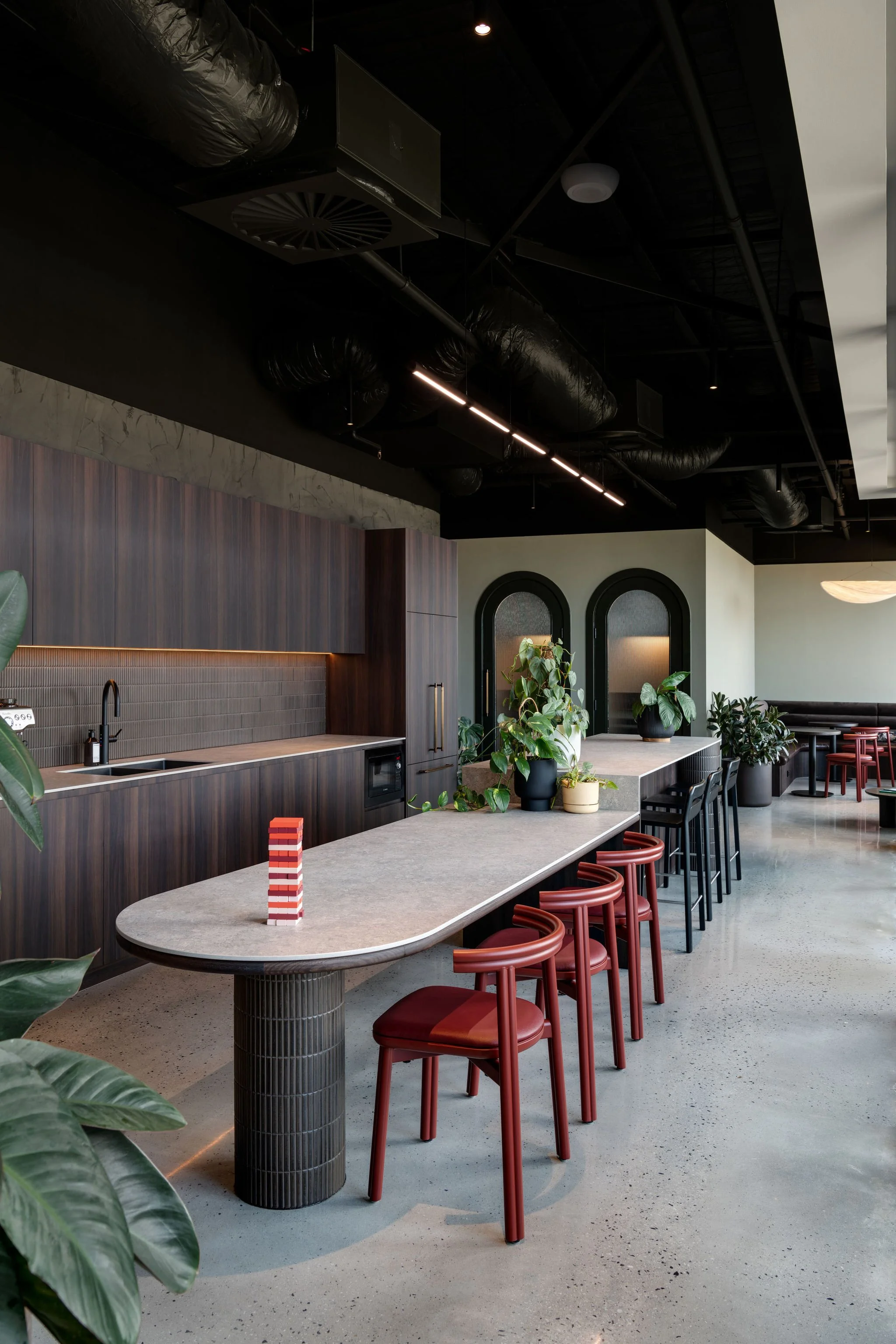 Central kitchen and social hub encouraging collaboration within the Unita Perth office designed by Collectivus.