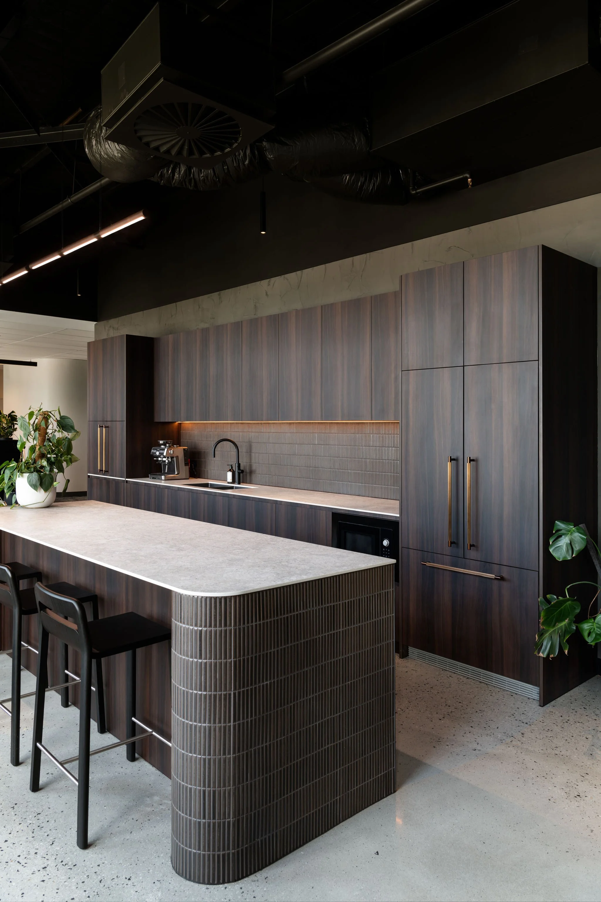 Workplace kitchen area at the Unita Perth office designed by Collectivus.