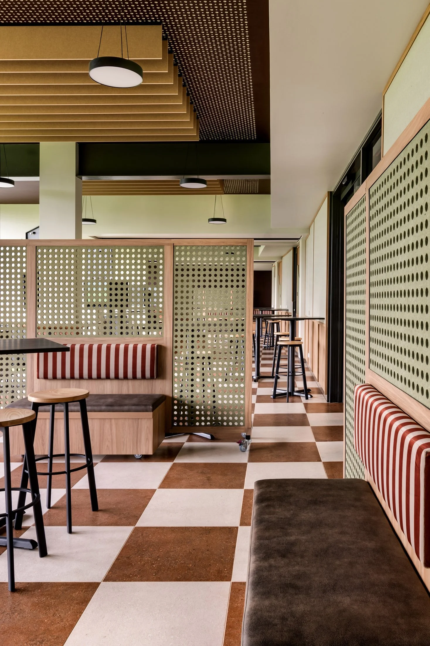 Entertainment bay interior and patterned ceiling design at Whaleback Golf Course Perth