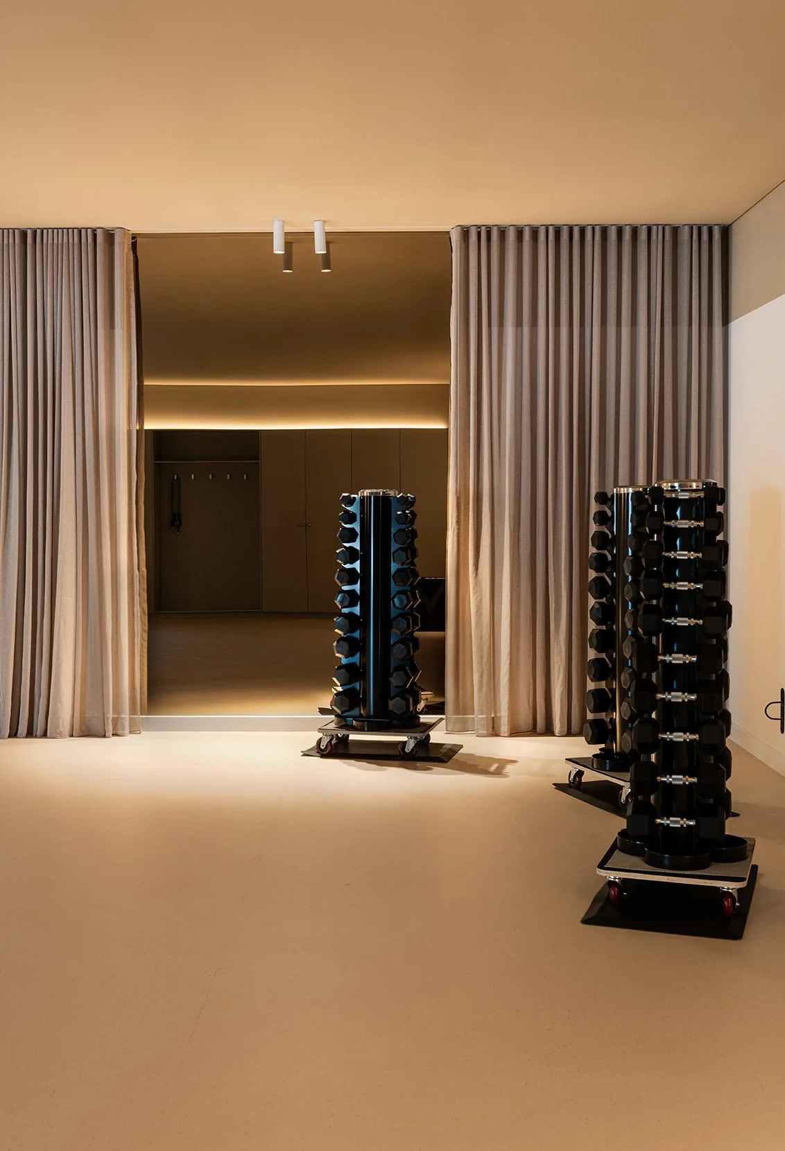 Movement studio with warm textures and calm, focused atmosphere