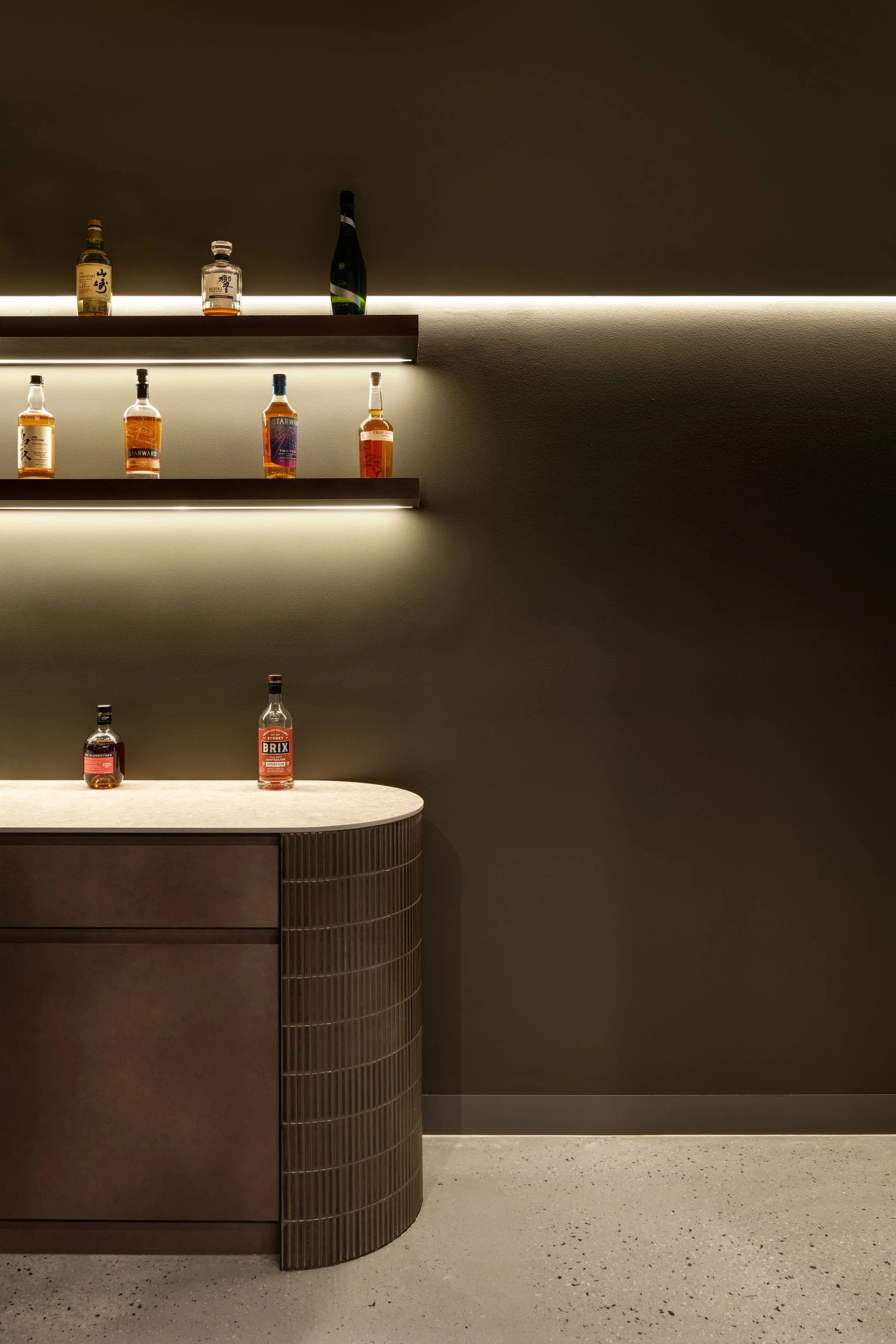 Custom bar joinery detail within the Unita Perth office designed by Collectivus