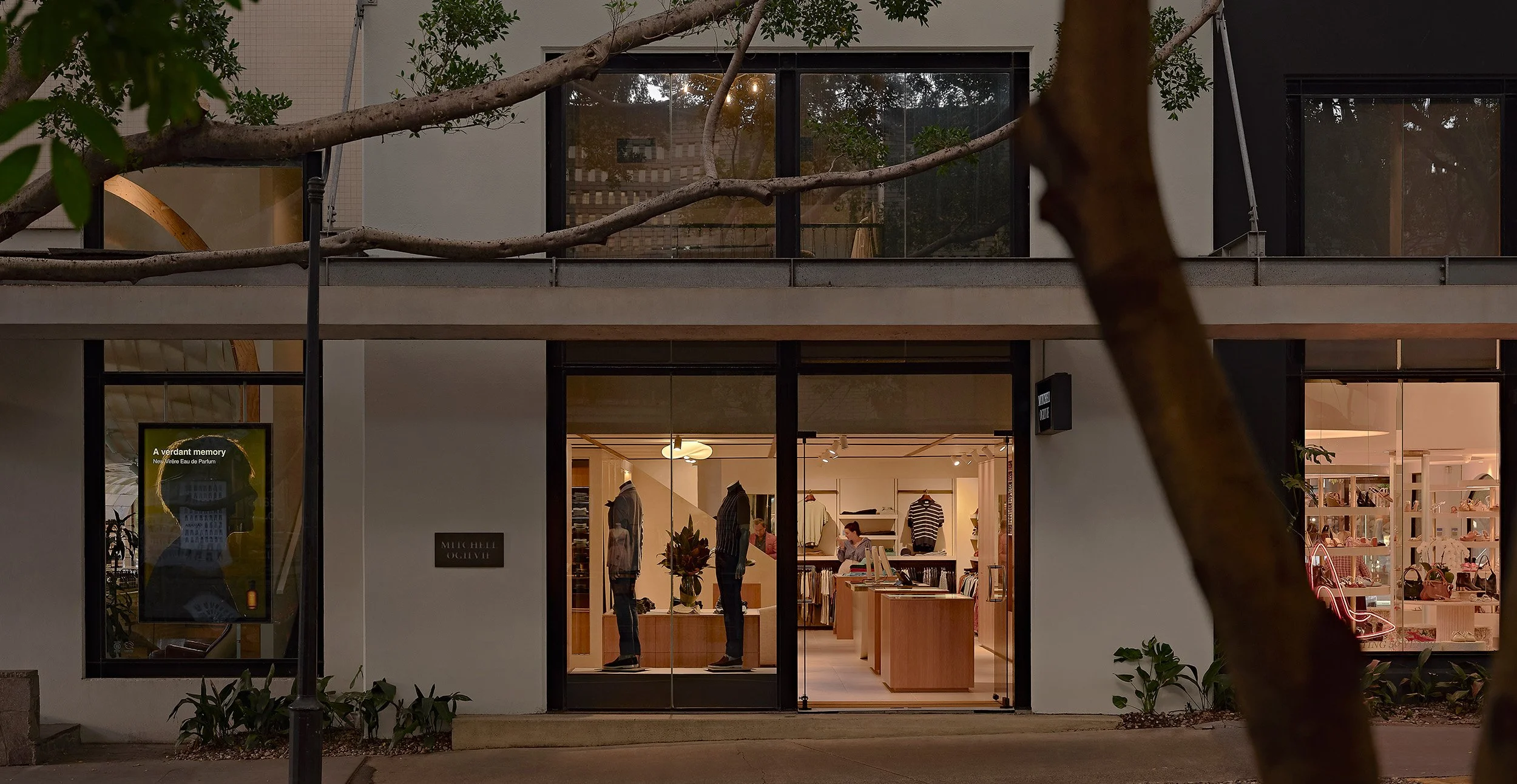 Mitchell Ogilvie James Street boutique interior and menswear display