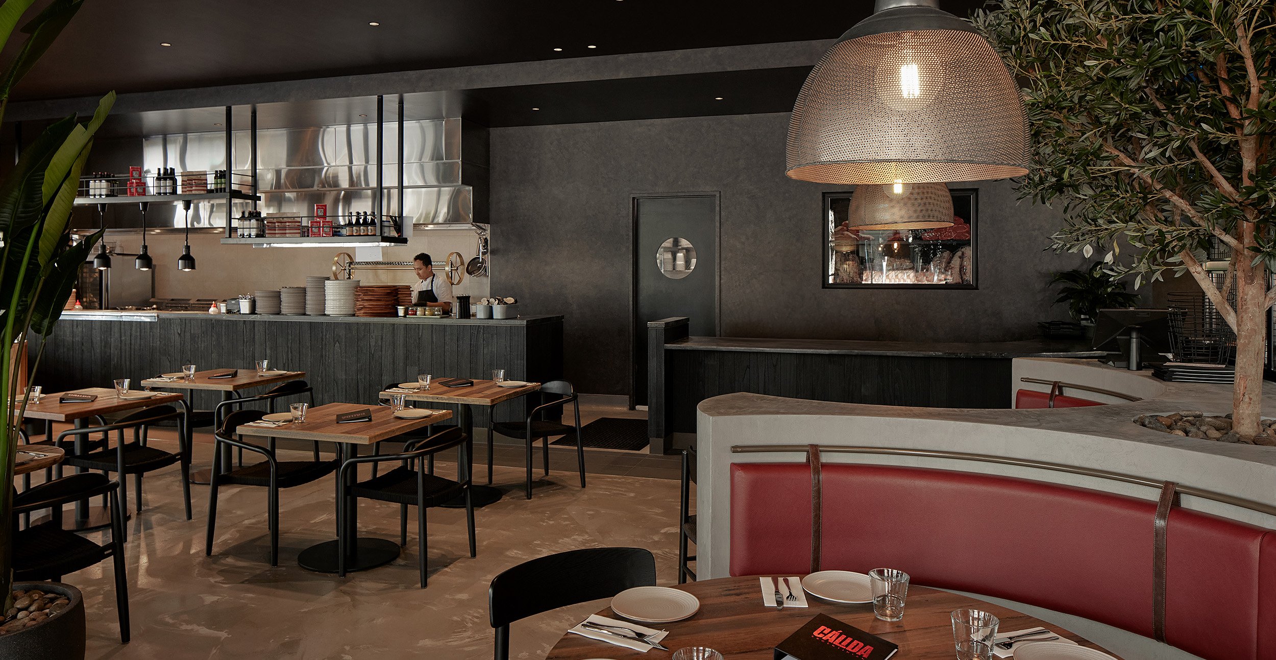 Argentinian bar and grill interior Calida South Bank Brisbane with warm, vibrant atmosphere