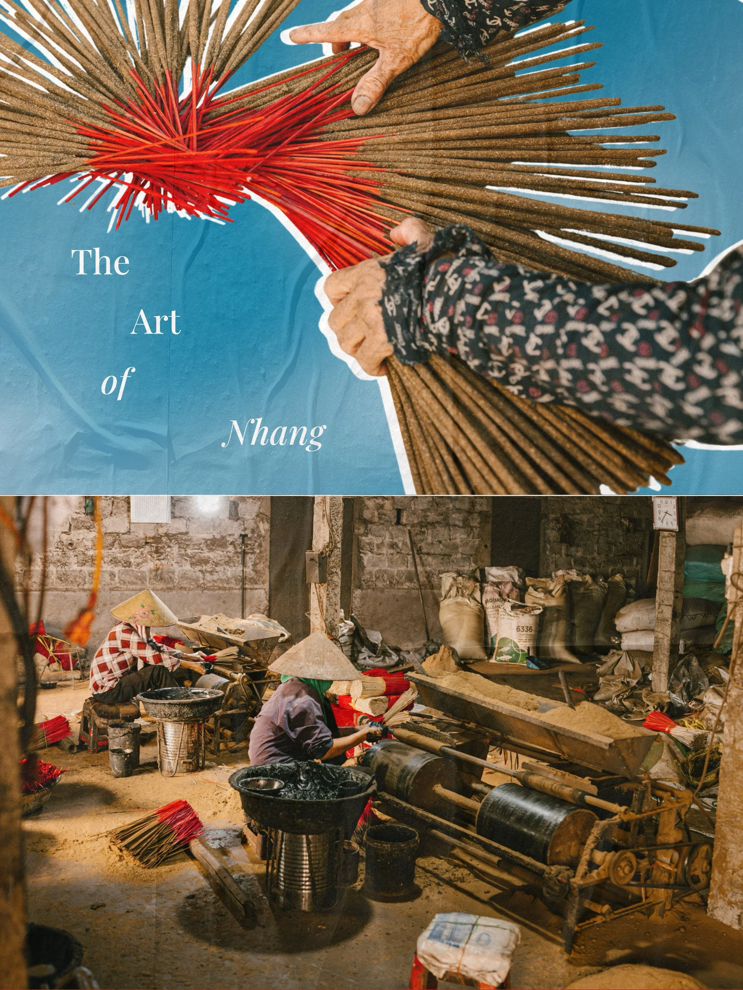 The Art of Nhang

Long before incense reaches an altar, it begins in villages where families have practiced this craft for generations.

Made from bamboo, wood powders, herbs, and natural fragrances, each stick of nhang passes through many hands befo
