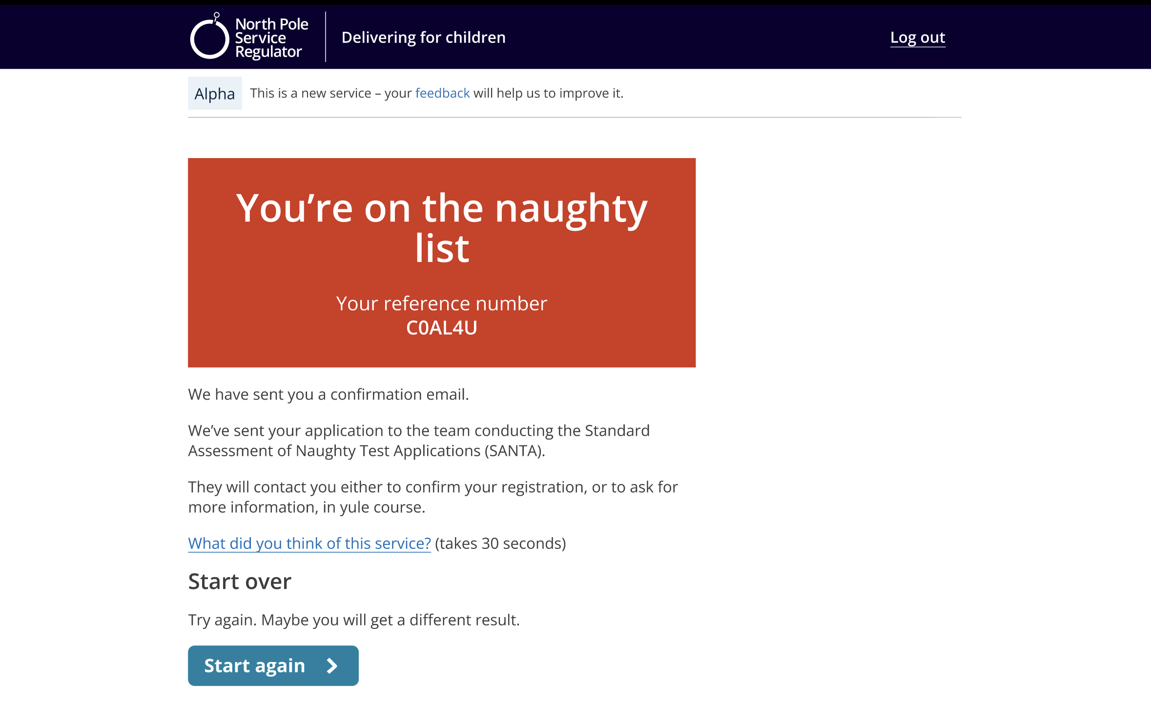 Embedding the service standard at Christmas