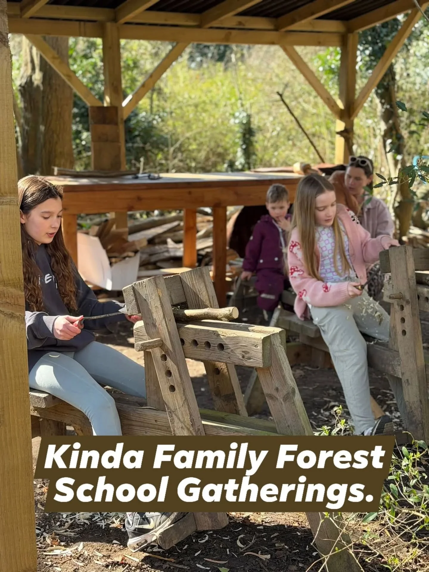 Our Kinda Family Forest School days welcome all ages.
From Babies to Elders.
We gather in 17 acres of woodland- ancient and new,  a community garden and ponds.

We tell stories, play in the woods, grow food, swing in the trees, learn green woodworkin