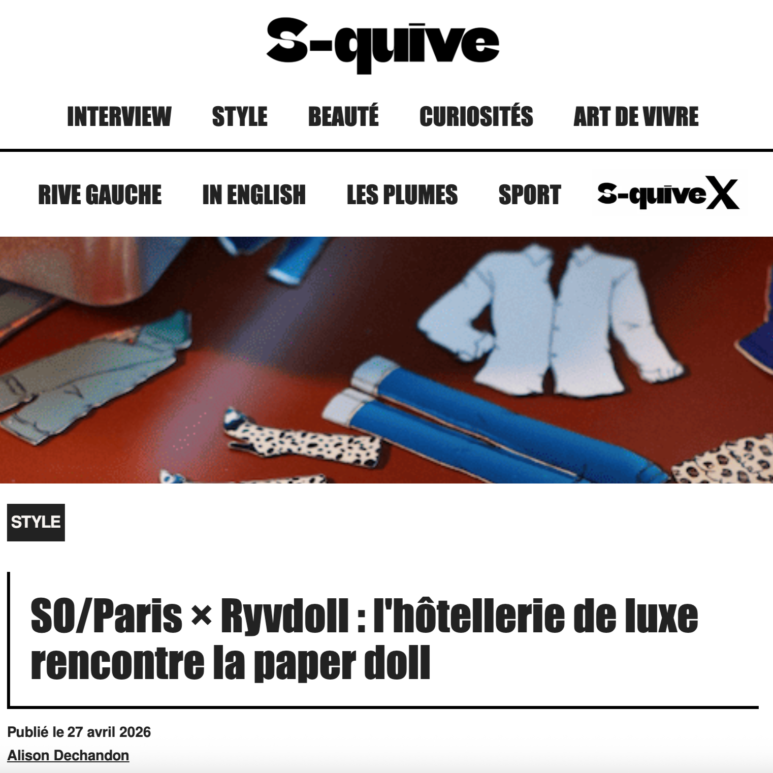 Magnifique article dans S-quive Magazine !