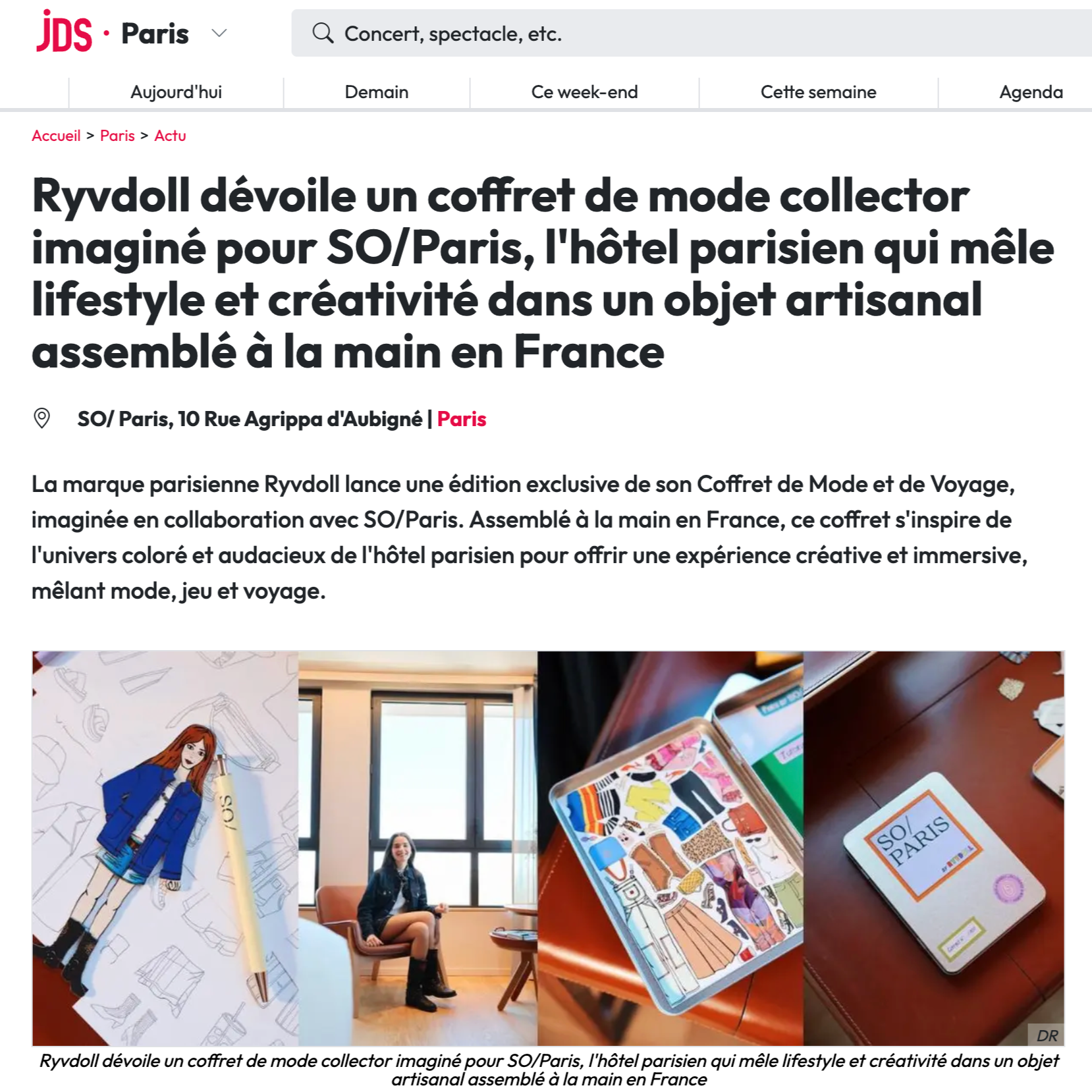 A lire : article dans le JDS sur la collaboration de Ryvdoll avec le SO/ Paris
