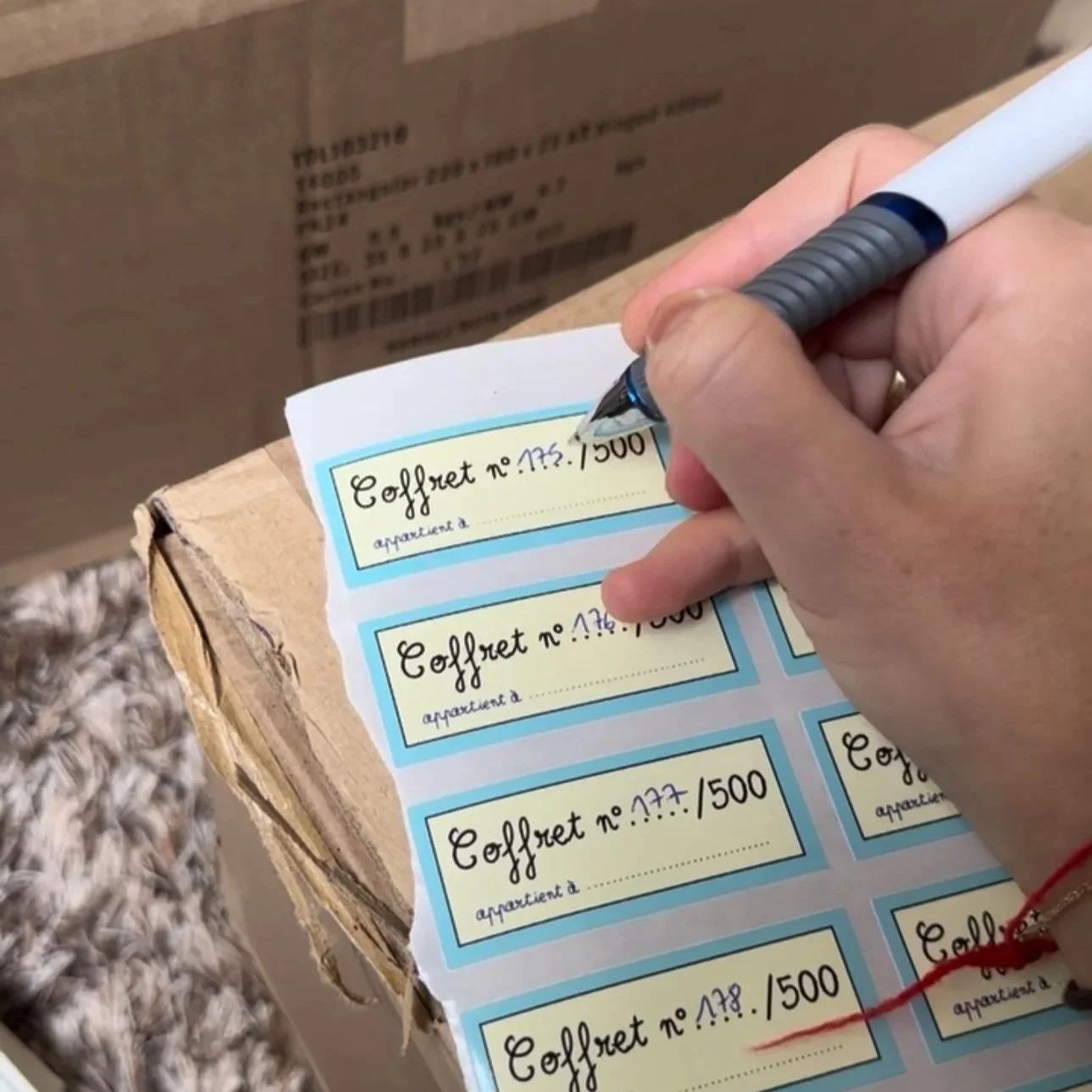 handwritten serial number on each coffret