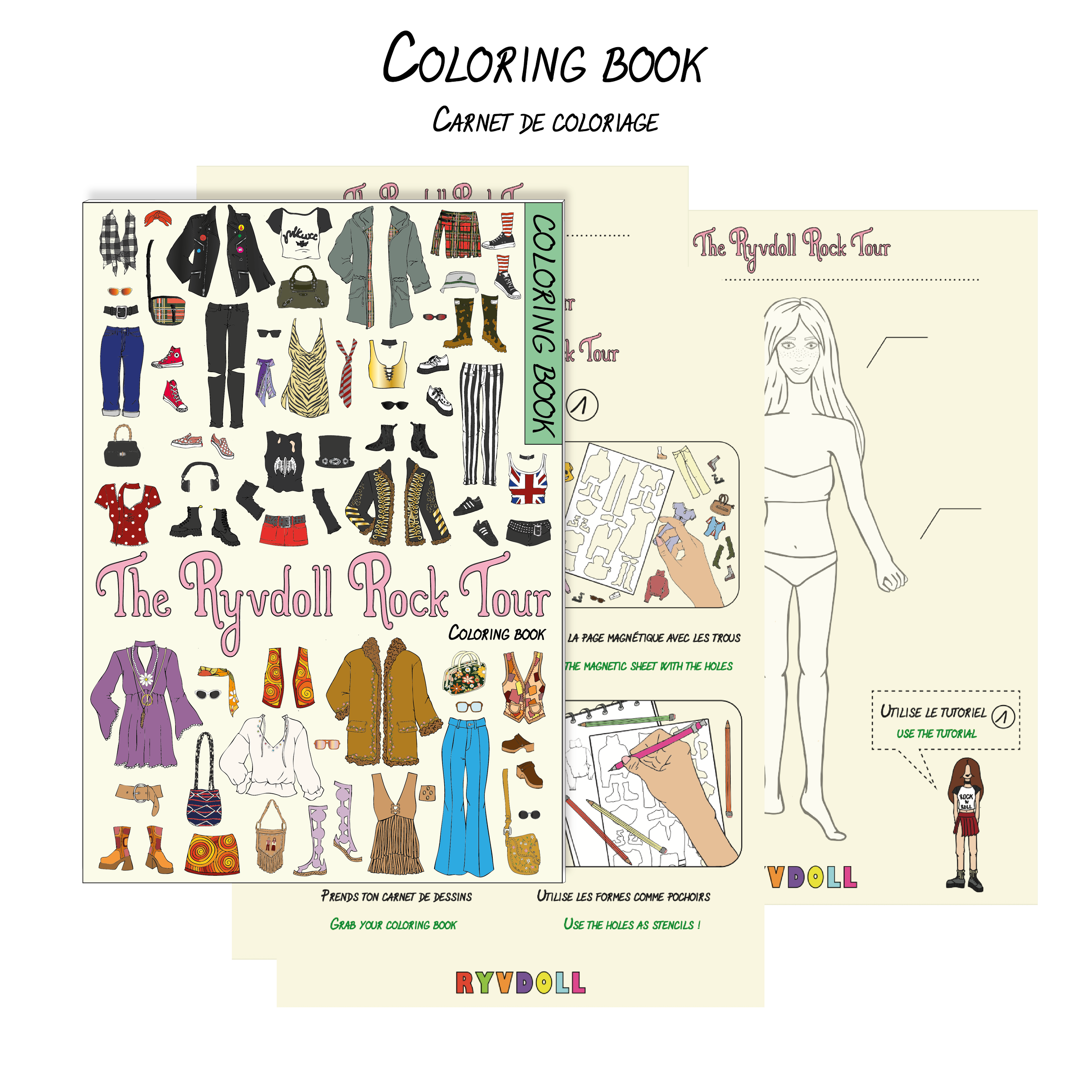 magnetic fashion paper doll rock edition handmade in france