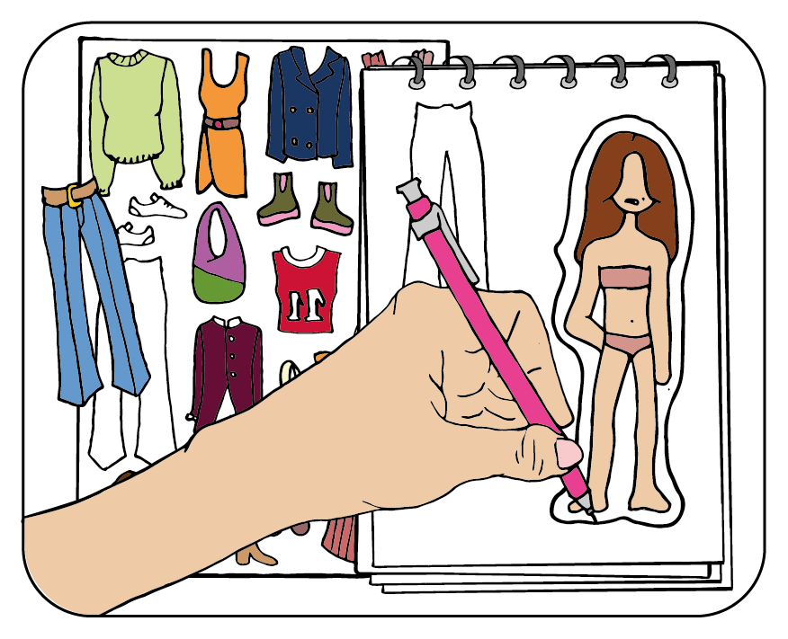 If you don't have the coloring book, you can draw around Ryvdoll on blank paper to create the silhouette