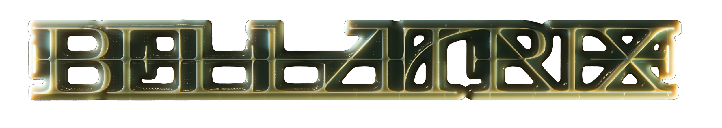 Stylized text "BELLATRIX" with a futuristic, metallic look and transparent background.