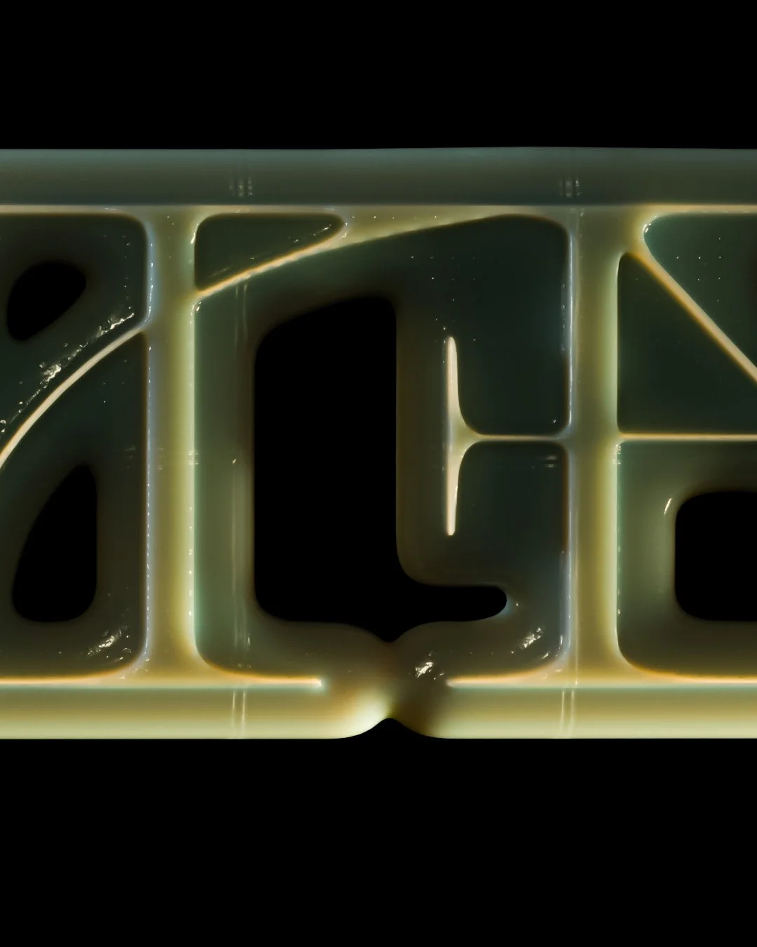 Close-up of stylized, glowing letters 'I' and 'G' on black background