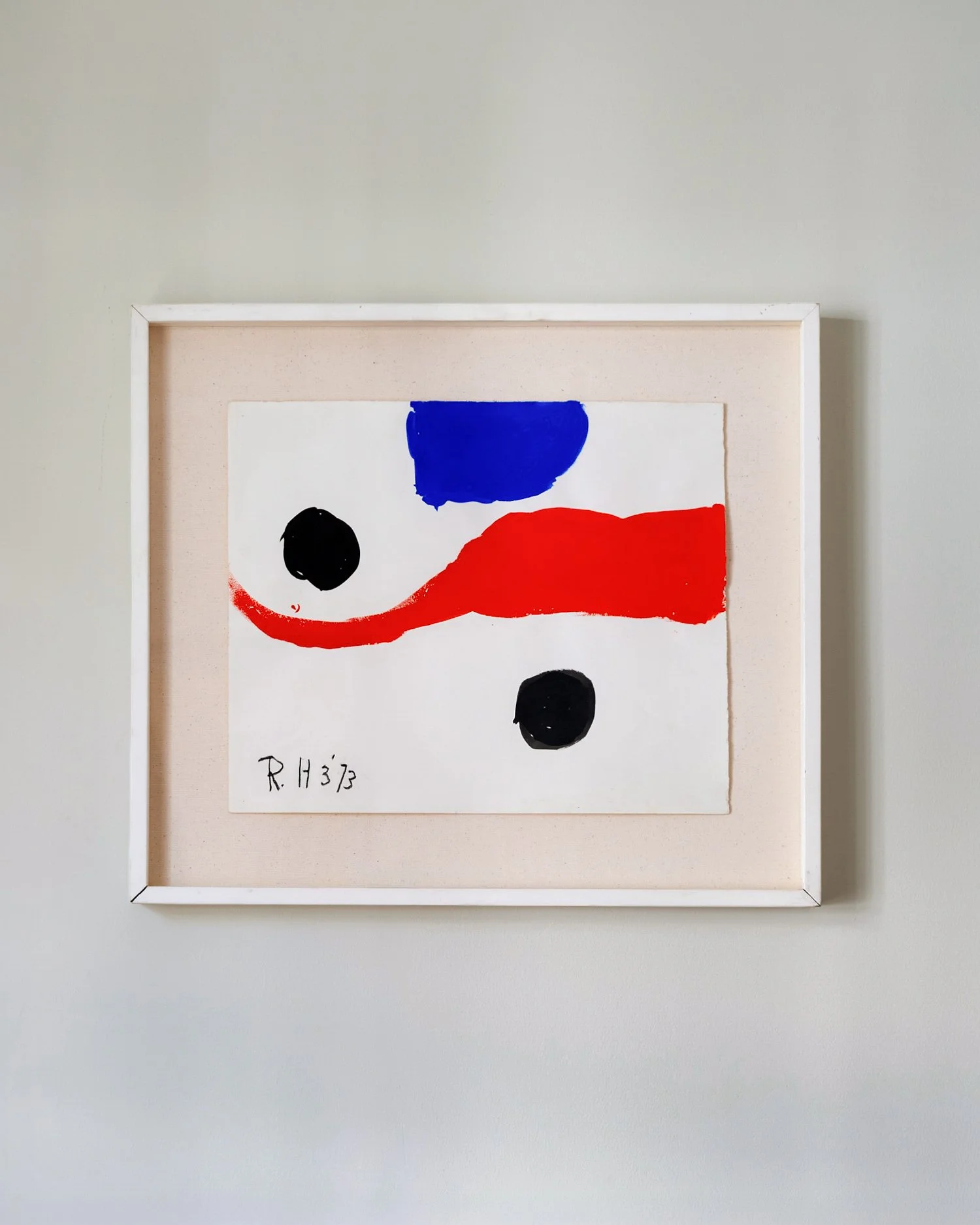 Untitled (Abstract in White, Blue and Black) by Roger Hilton
