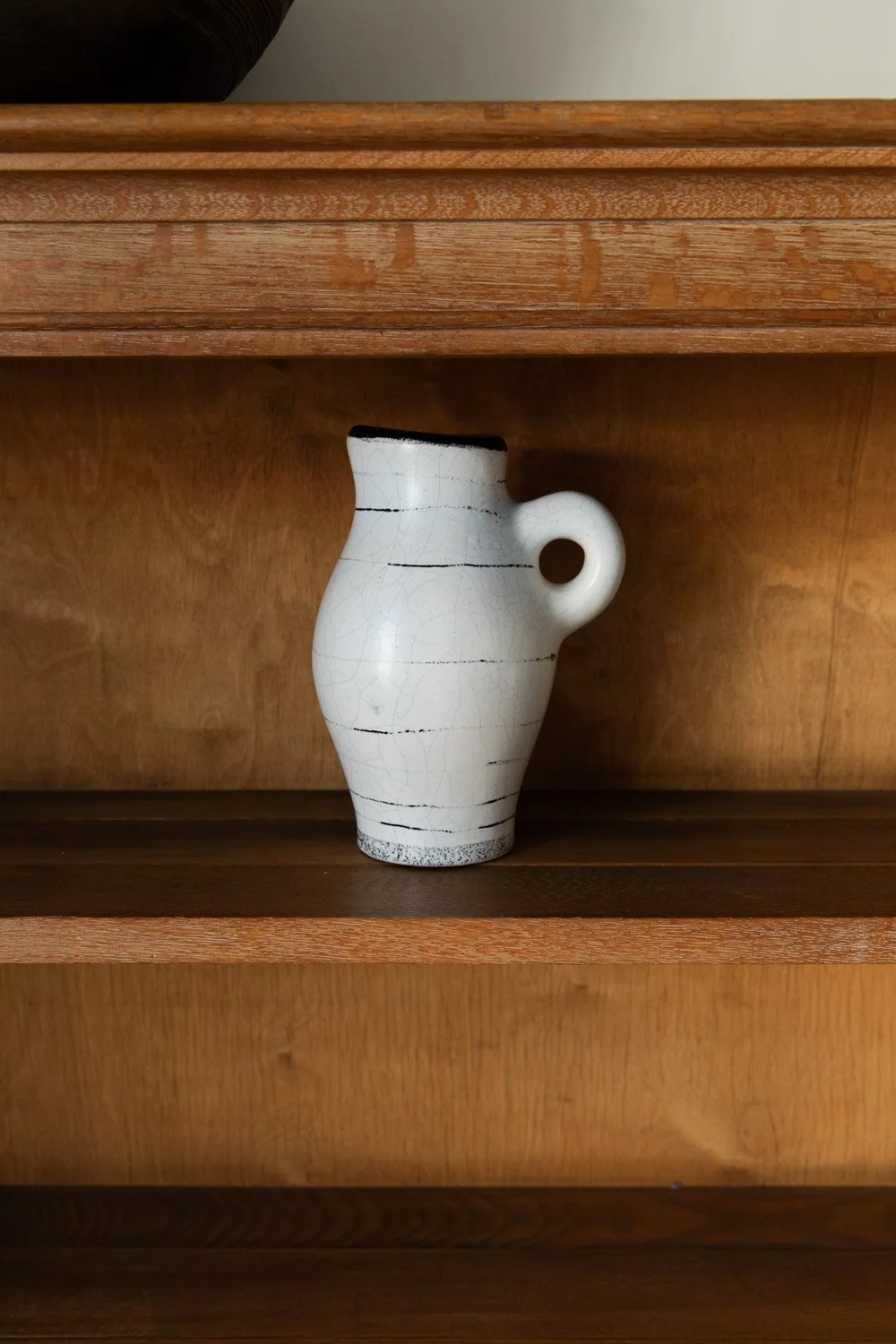 Striped White Jug with Red Interior by Denise Gatard