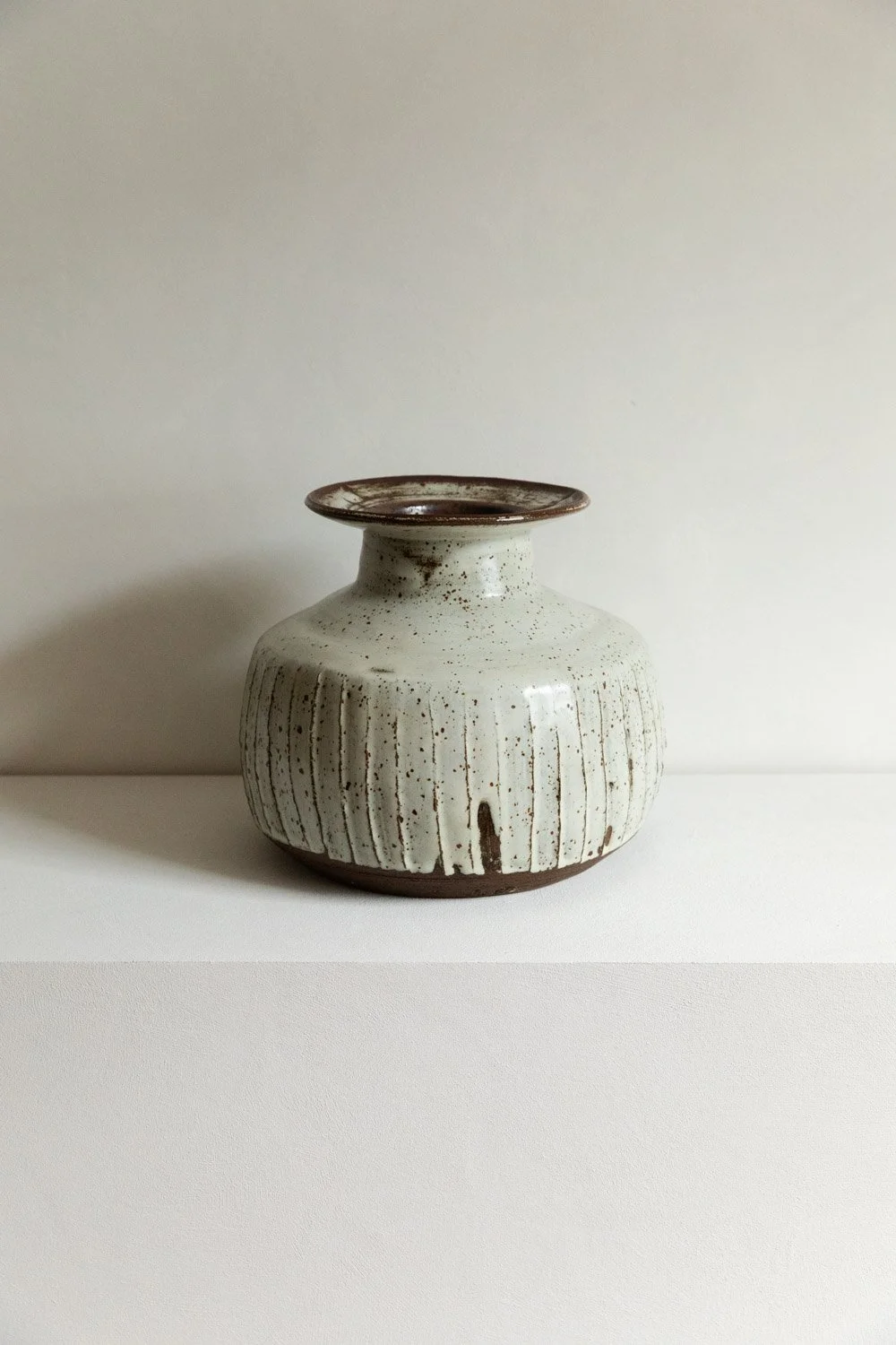 Large Fluted Stoneware Pot by Janet Leach