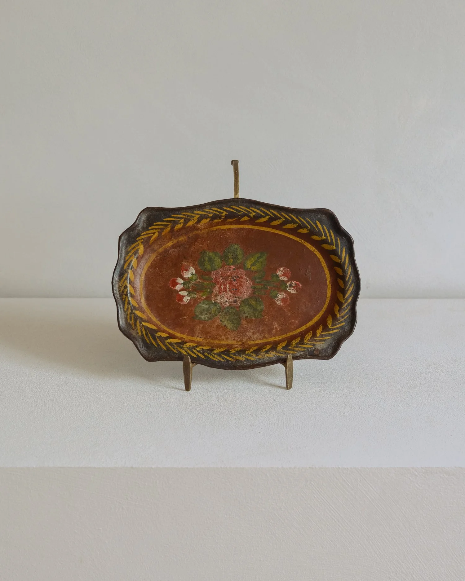 19th Century Hand-Painted Tin Decorative Dish