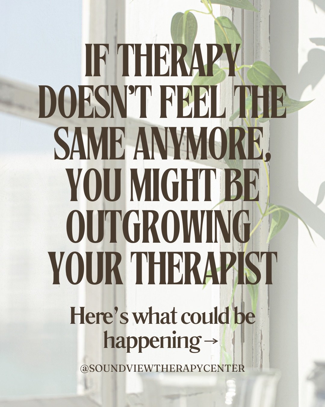 🤝 Therapy is a relationship - and ALL relationships change and grow! 

Sometimes a therapist is exactly what you needed for a certain season of life. And sometimes the work evolves. 

Outgrowing a therapist doesn&rsquo;t mean:

&bull; therapy didn&r