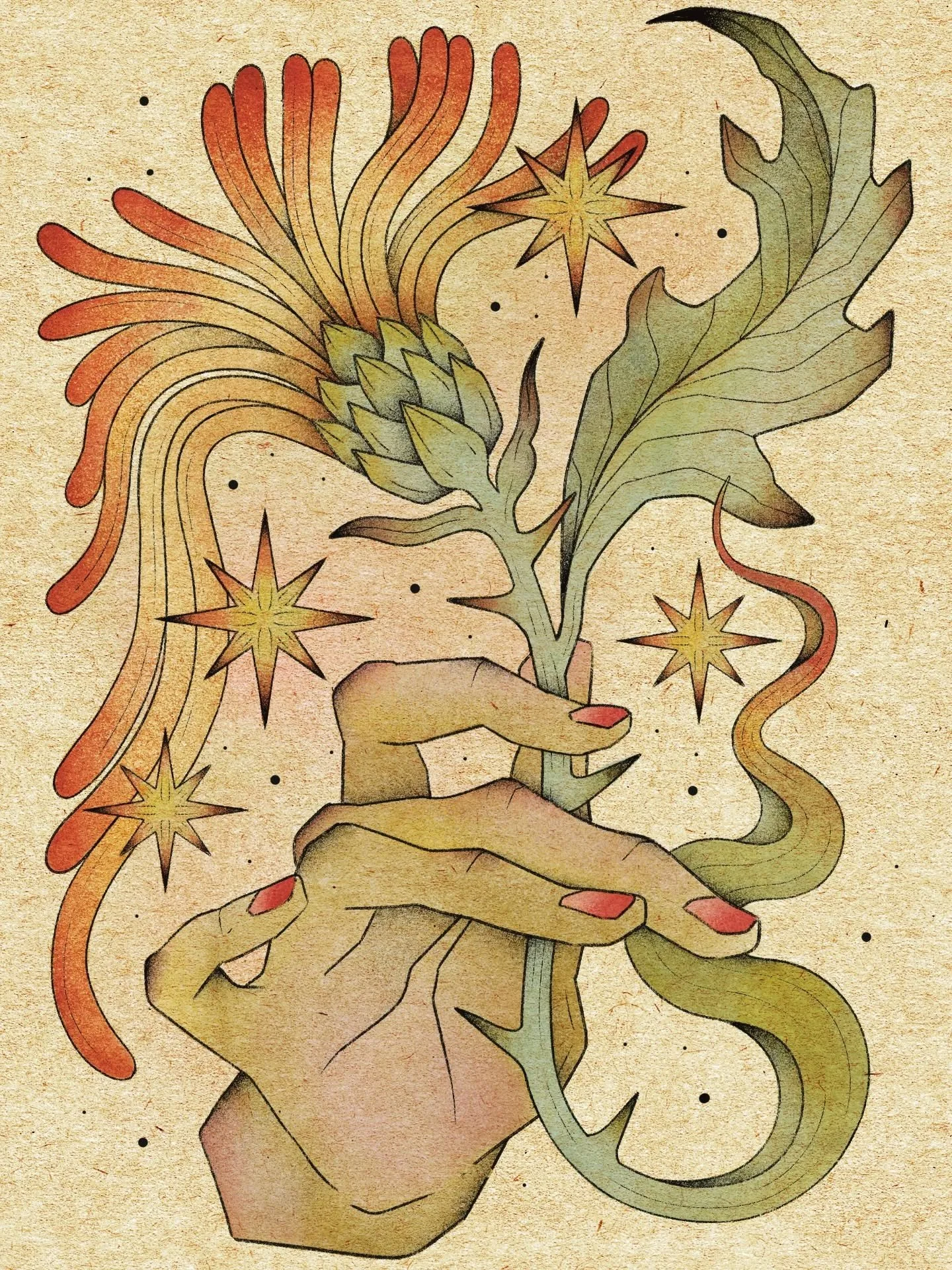 NOUVELLE ILLUSTRATION ⭐! 
Inspir&eacute; de la fleur de chardon et d'artichaut. Des fleurs fascinante que j'adore. 

J&rsquo;esp&egrave;re qu&rsquo;elle te plaira ! Elle est en vente chez le cabinet noir et sera bient&ocirc;t en ligne sur mon site (l