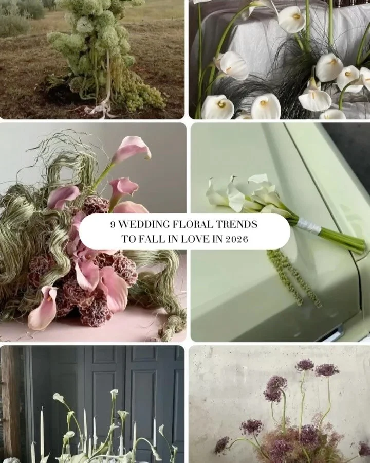 Bold. Sculptural. Unexpected. 

Nine trends reshaping how we experience wedding flowers in 2026 &darr;

1️⃣ Sculptural Florals &ndash; Statement pieces with dramatic textures and asymmetric flow. When flowers become architecture &mdash; art, not arra
