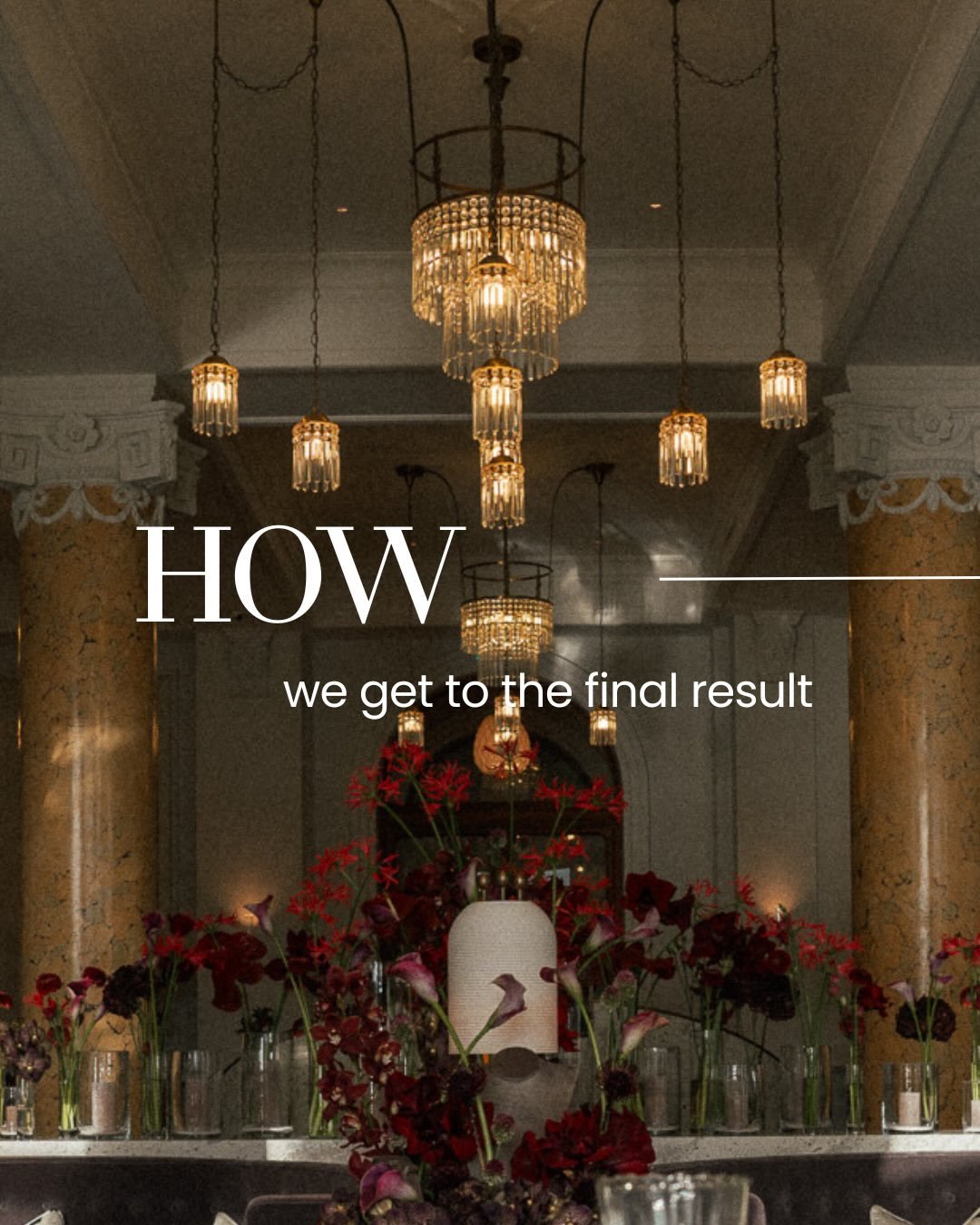 A vision always begins with a blank page.

Before a single flower is placed,
before a table is set,
we study the atmosphere and architecture of the venue.

From there, we define the concept &mdash; shaping the floral and decor framework,
curating a m