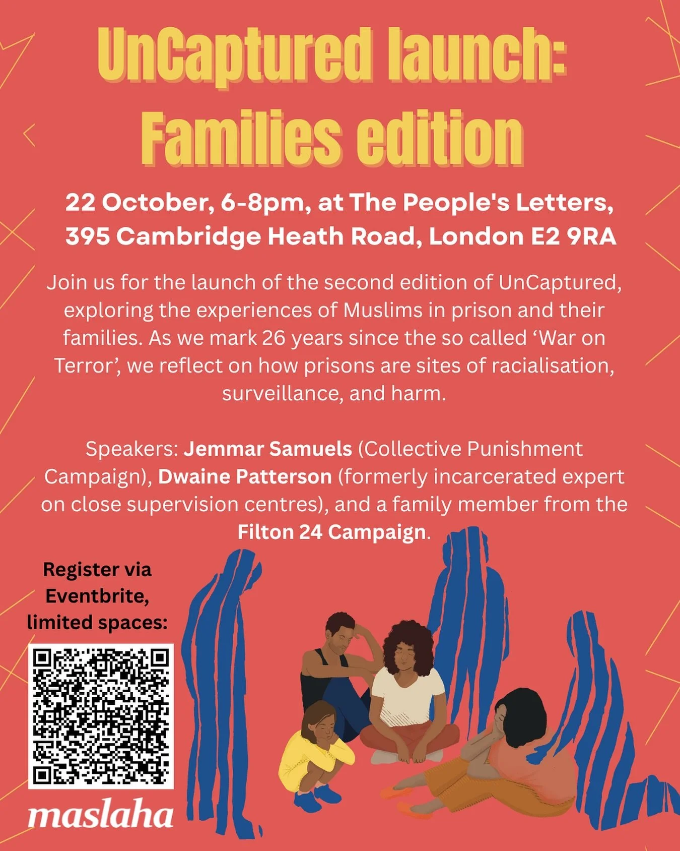 👉🏾Join us this Wednesday 22nd October to launch UnCaptured: Families edition. 

We&rsquo;ll hear from Jemmar Samuels from @cpcampaign_uk, Dwaine Patterson (formerly incarcerated expert on close supervision centres), and a family member from the @fr