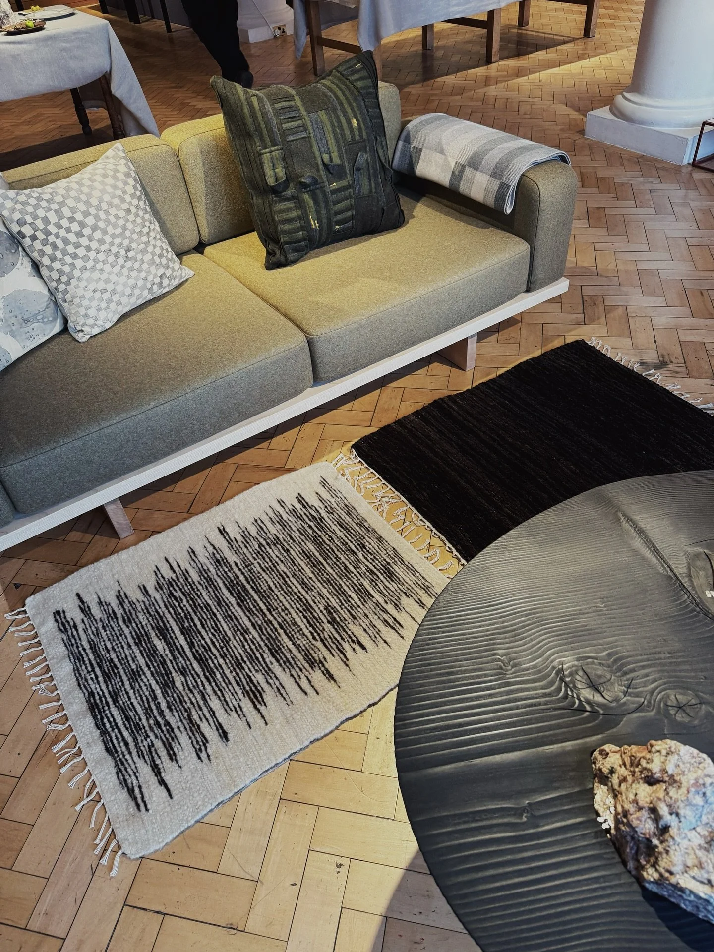 Hello from @craftscotland HARVEST in Edinburgh - now open! ✨✌️Thrilled to share some snaps of my work (rugs, wall hangings &amp; coasters) currently on display amongst the beautifully curated &amp; styled convivial scenes masterminded by curator Dr. 