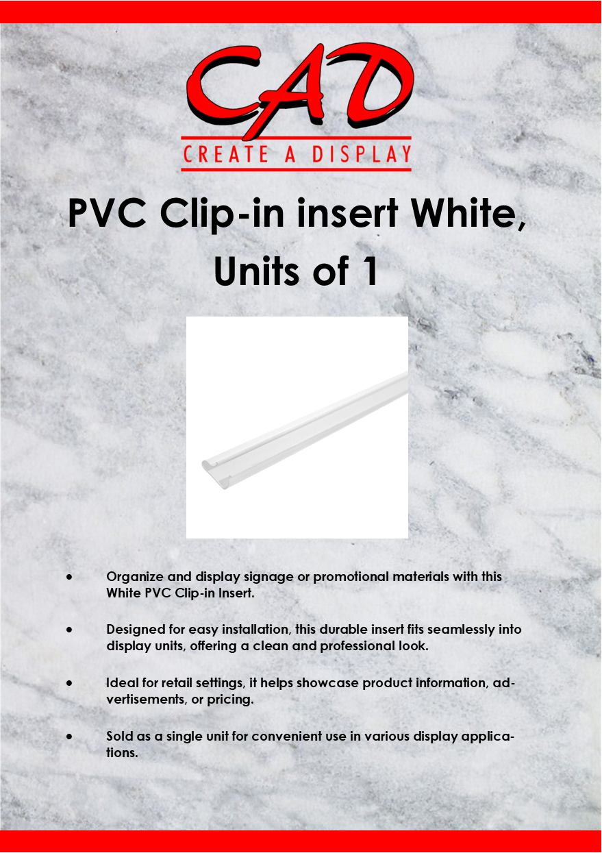 PVC Clip-in insert White, Units of 1