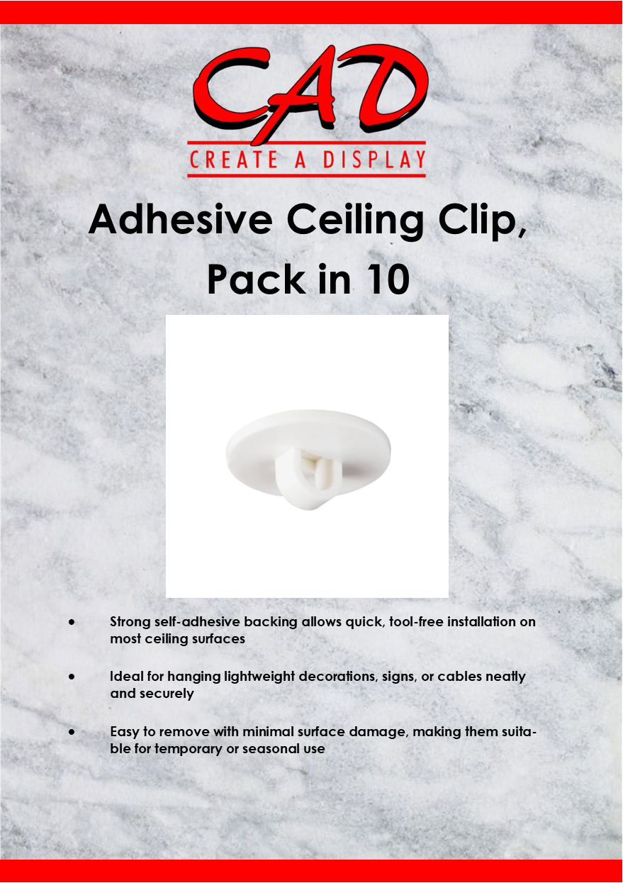 Adhesive Ceiling Clips, Pack of 10