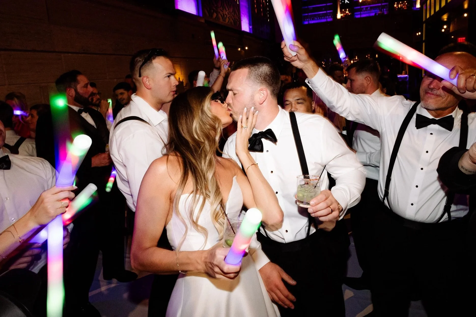 This is what a real wedding party looks like.

Packed dance floor, live sax, and nonstop energy all night.
